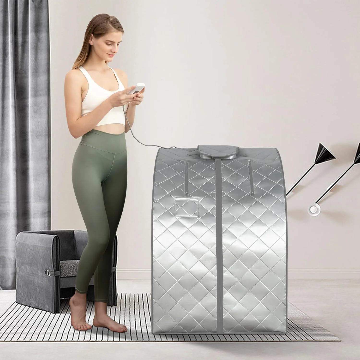 ZONEMEL Portable Far Infrared Sauna for Home, Personal Sauna Spa for Relaxation Detox at Home, 1 Person Full Body Sauna Tent with Separate Heating Foot Pad & Foldable Chair