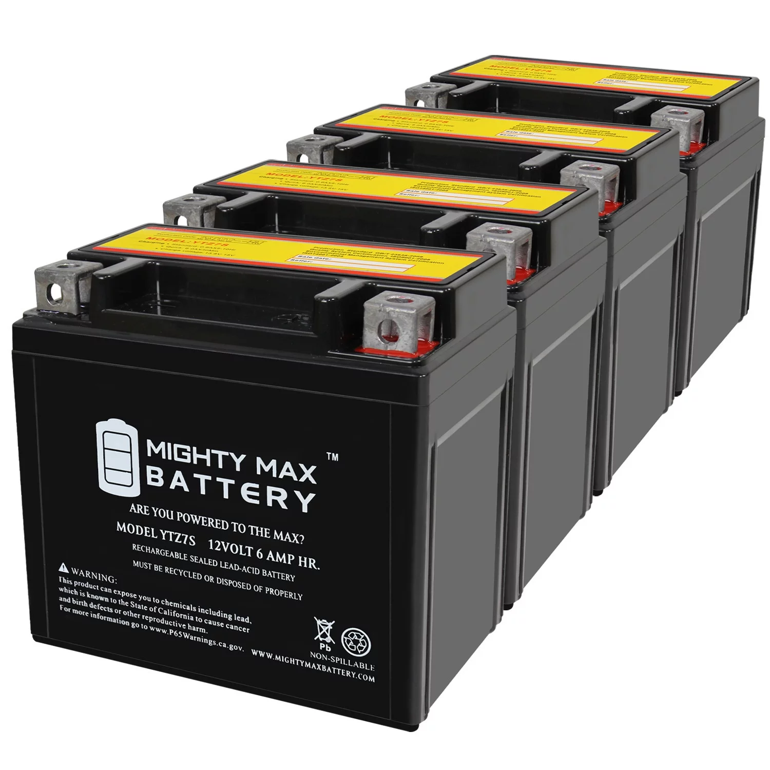 YTZ7S 12V 6AH Replacement Battery compatible with Yamaha YFM90R Raptor 09-18 - 4 Pack