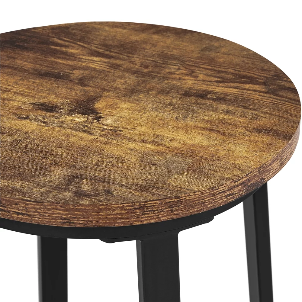 Yaheetech 2pcs 29.5'' H Pub Height Stools Bar Stools with Metal Frame and Round Top, Rustic Brown