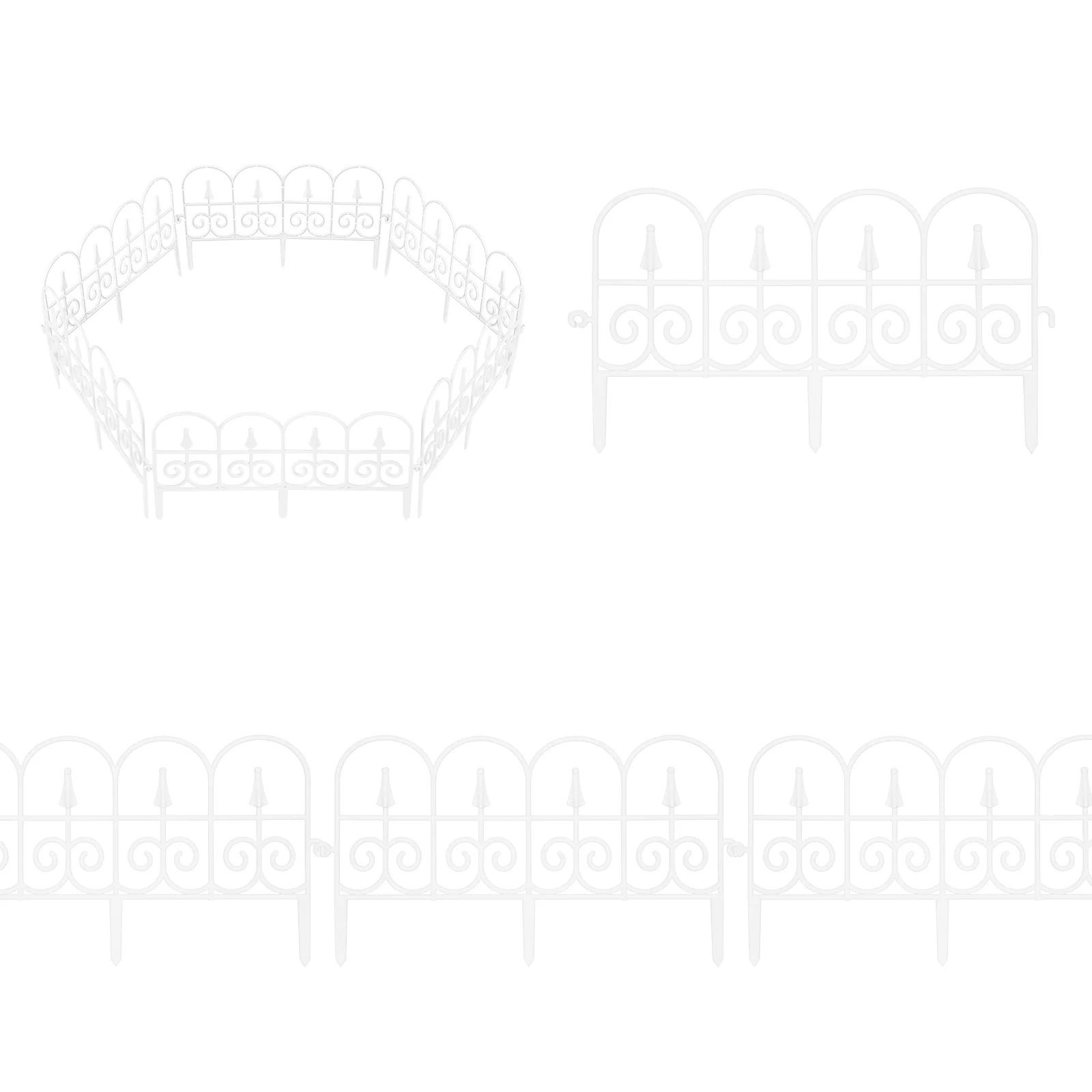 Plastic Decorative Garden Fence, 13.Inch (H) x 22.5FT (L) Outdoor Patio Barrier with Pattern White