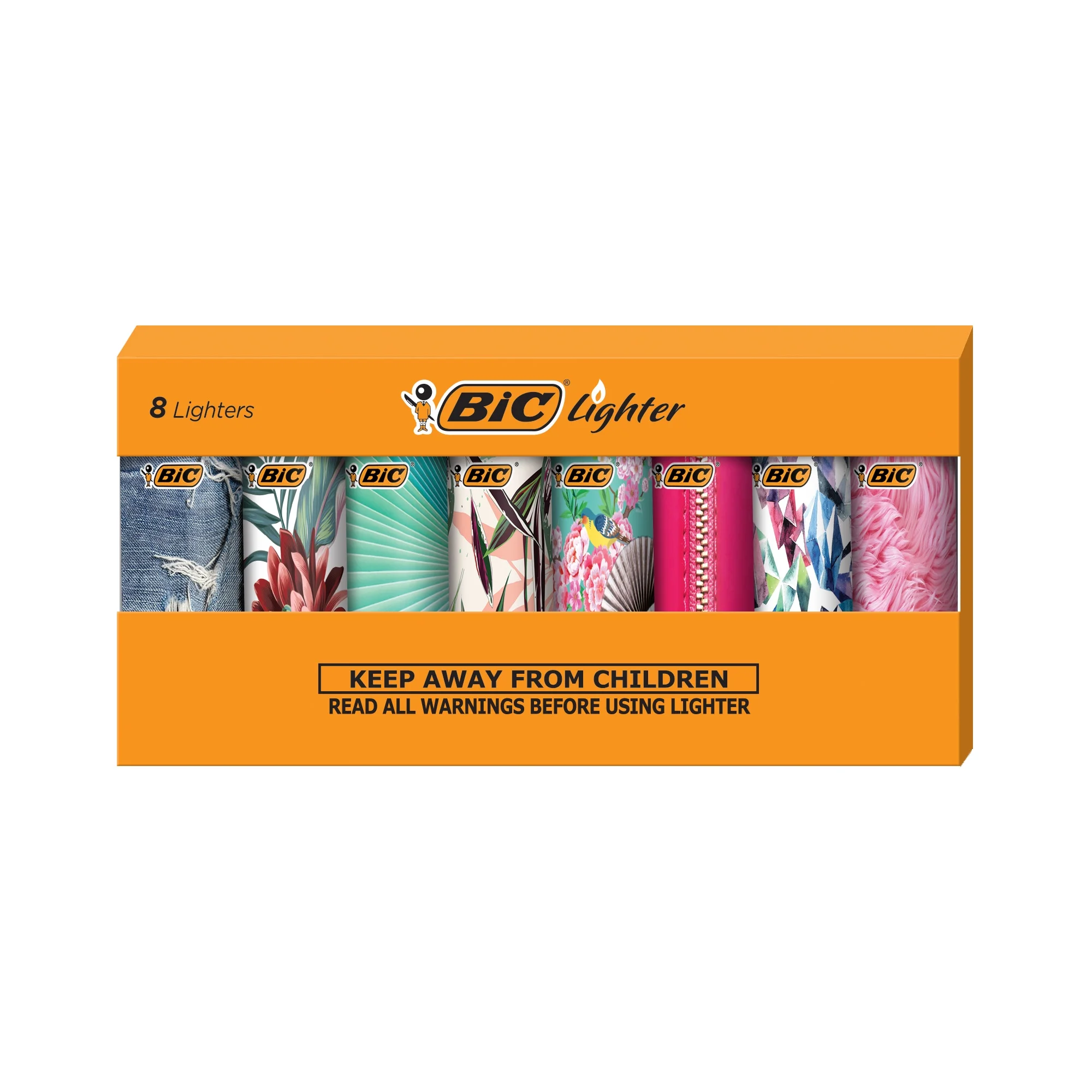 BIC Mini Lighter, Fashion Collection, Assorted Unique Designs, Pack of 8