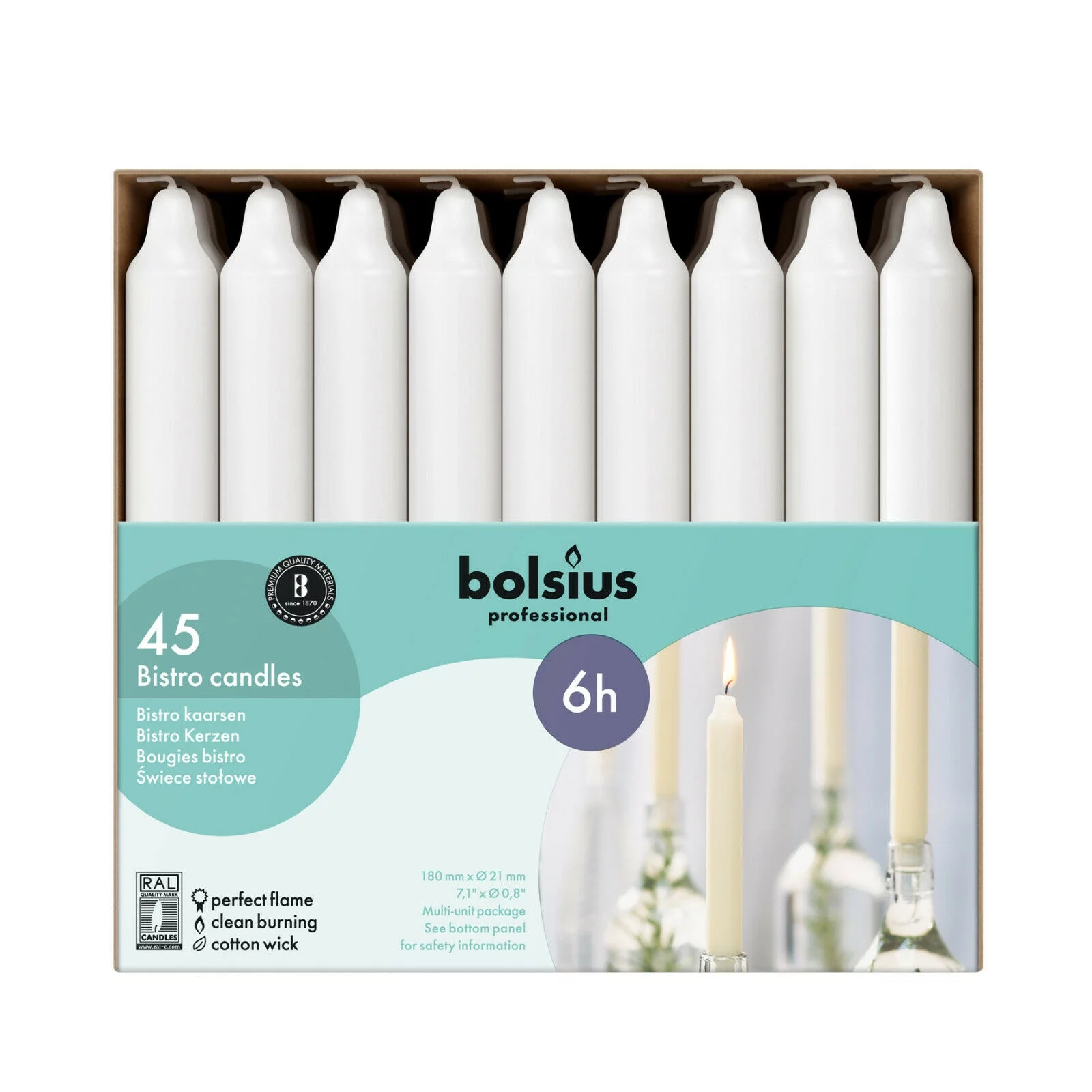 Bolsius White Taper Candles Long 7 Inch | 90 Pack with 6 Hr Smokeless Wedding Candles