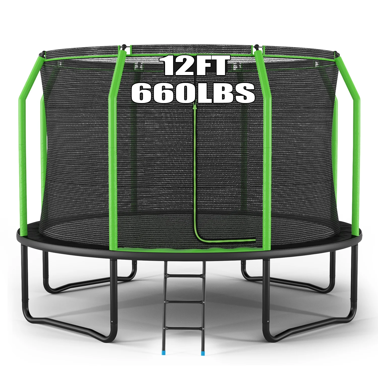 Simpfree Trampoline with Net Enclosure, 660LBS-12FT Trampoline for Kids Adults, Trampoline with Ladder, Outdoor Heavy Duty Trampoline for Family