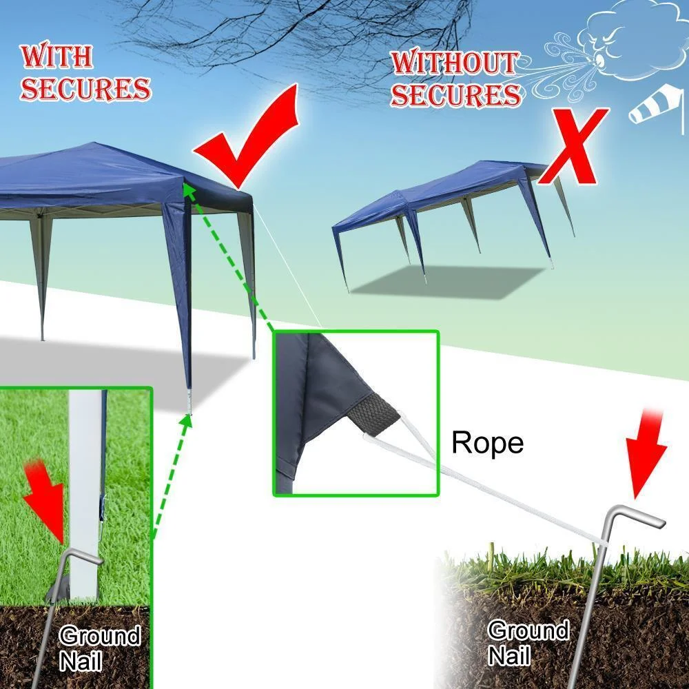 New 10'X 20'EZ POP UP Gazebo Wedding Party Tent Folding Canopy Carry Bag Blue