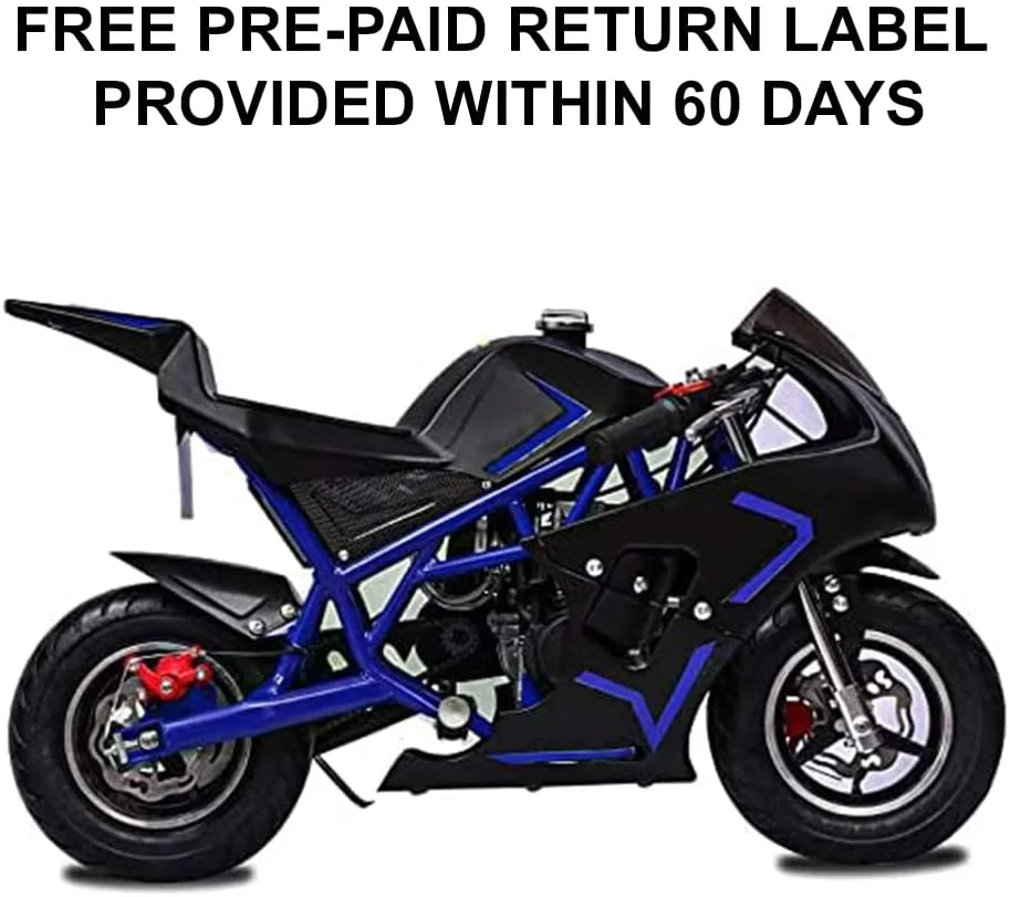 FRP 4 Stroke Pocket Bike 01, Mini Bike for Kids, Mini Pocket Bike W/ Strong Dual Brake, Racing Pocket Rocket Max Speed 20 Mph, Realistic Mini Motorcycle Max Weight 165 LB, Blue