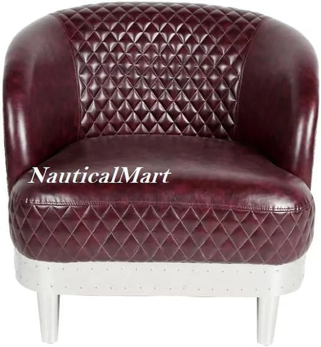 NauticalMart Aluminum Aviator Leather Sofa Chair Vantage Decor Mid Century Aviation Furniture