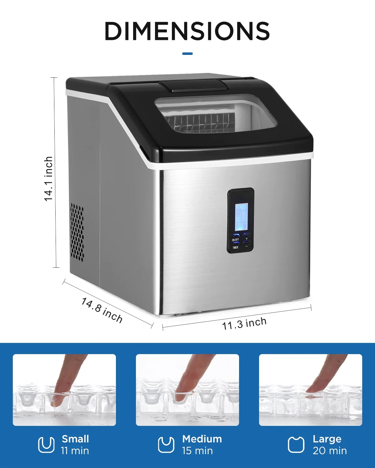 TABU 40Lbs/24H Countertop Ice Maker Machine,Self Cleaning Nugget Ice Maker,Stainless Steel,Black