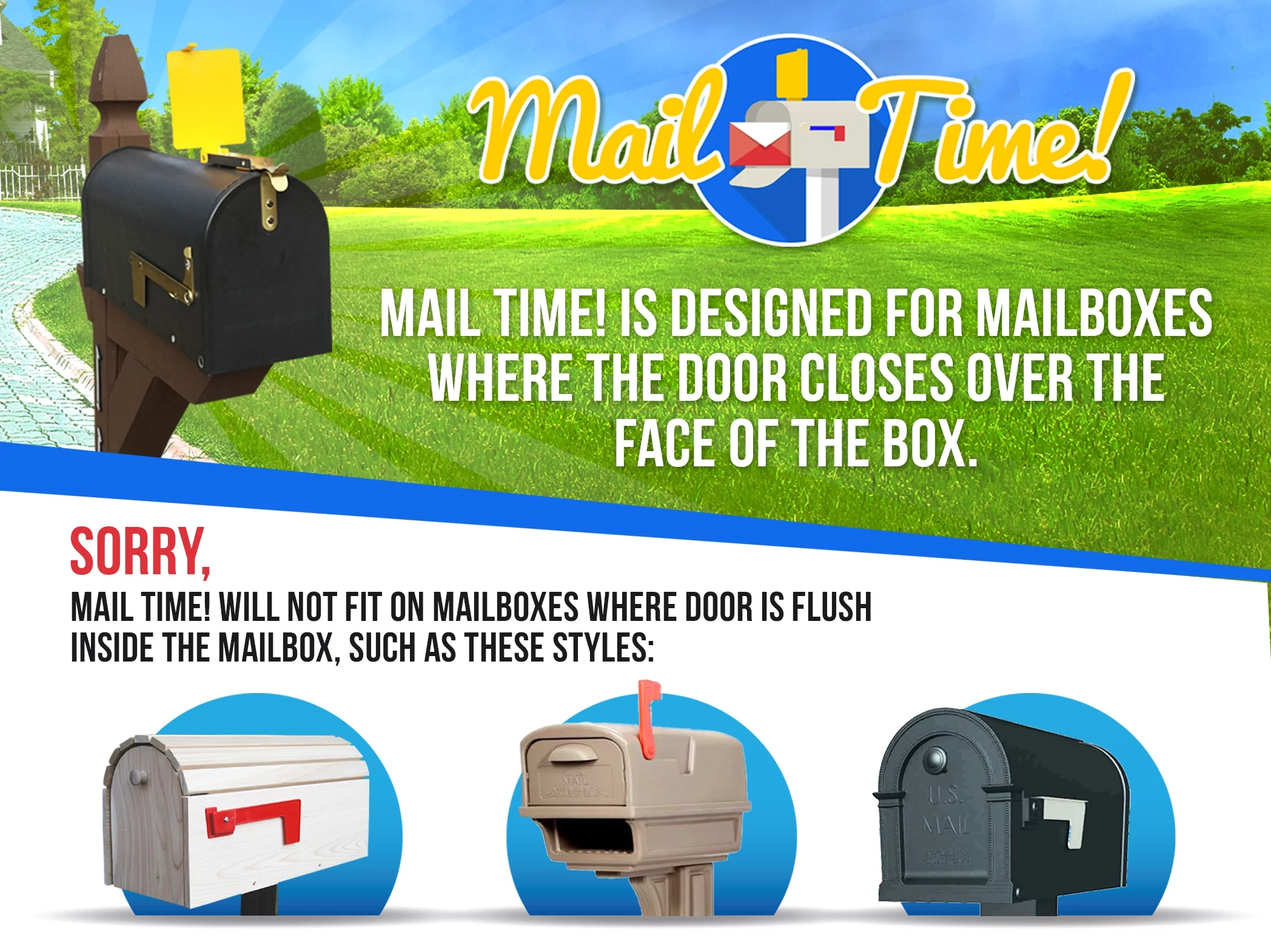 Mail Time Yellow Mailbox Alert Signal Flag for Long Driveways, Country / Rural Roads - All Weather