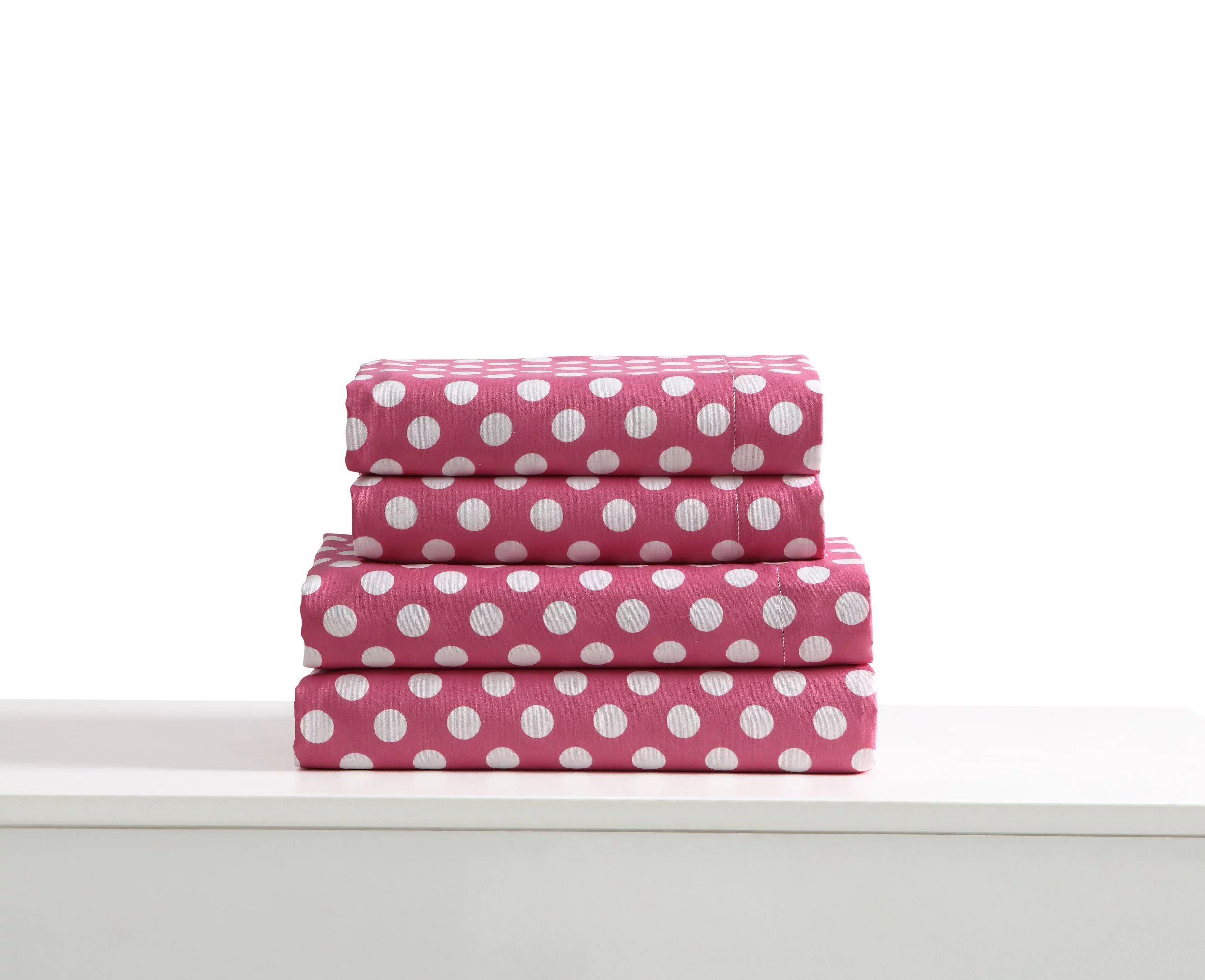Kute Kids 4-Piece Ultra Soft Minnie Pink Polka Dot Microfiber Woven Sheet Set, Queen