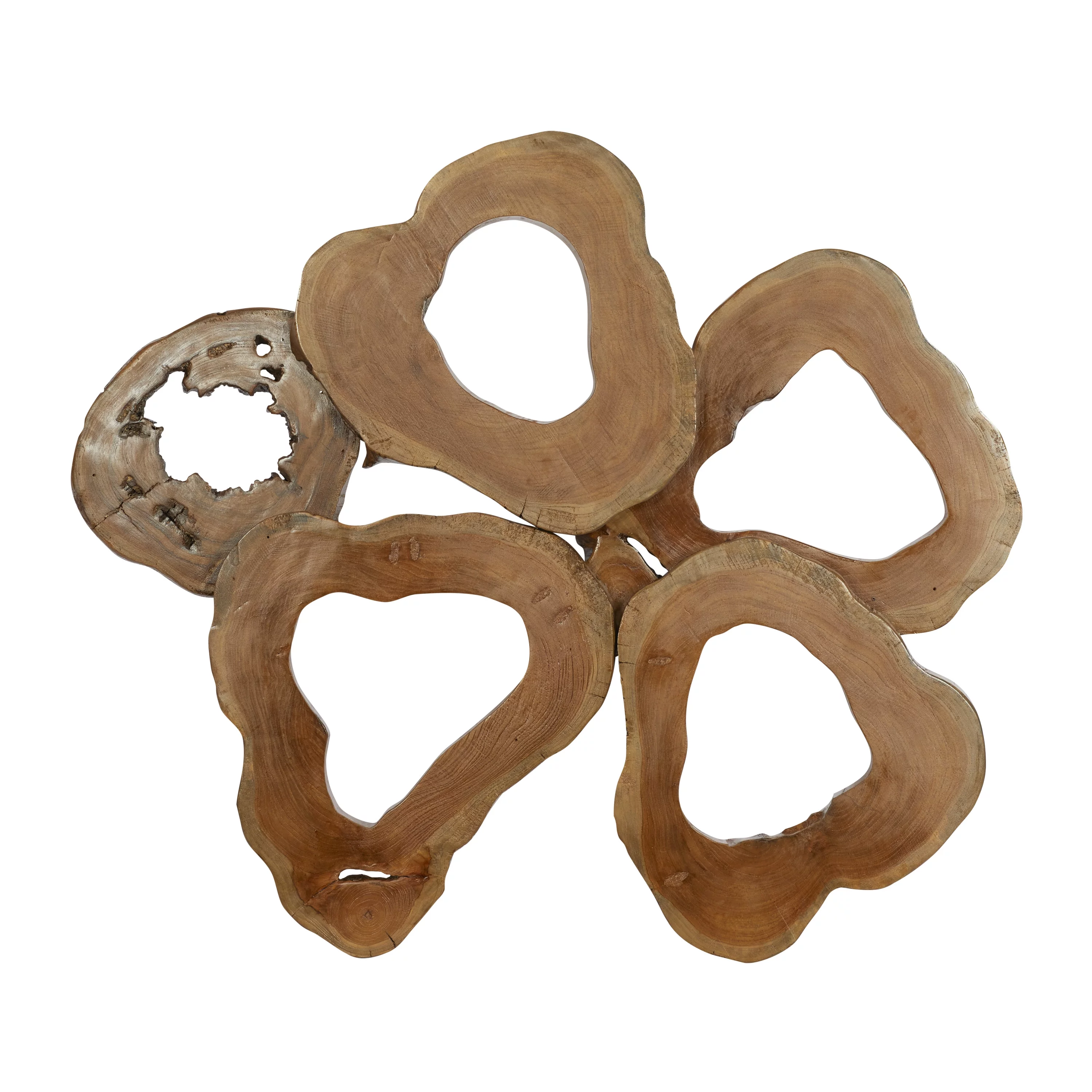 DecMode Brown Teak Wood Handmade Live Edge Abstract Wall Decor