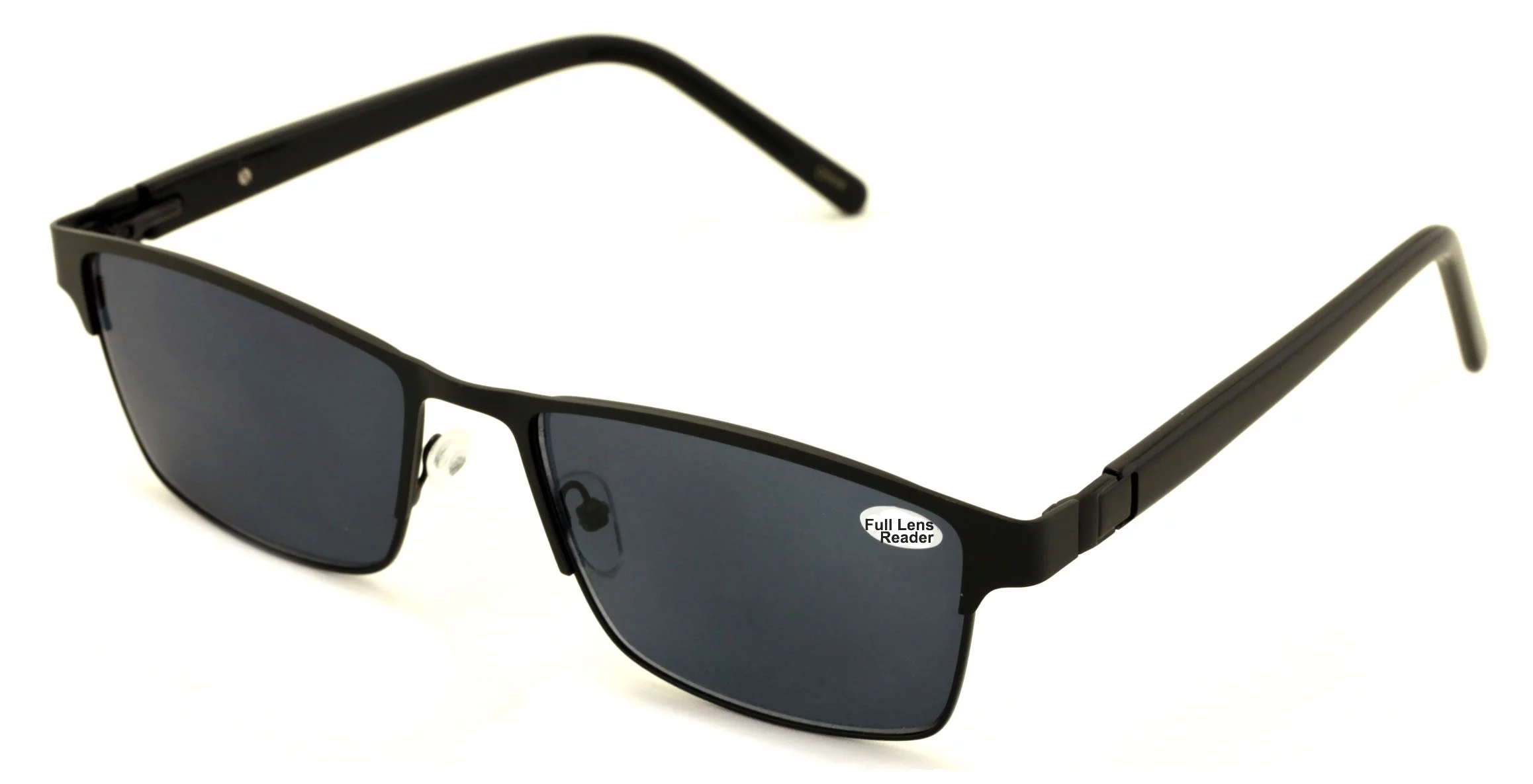 Men Premium Rectangle Metal with Plastic Temple Extra Large Reading Reader Sunglasses - 152mm Wide Frame 100%UV +1.00