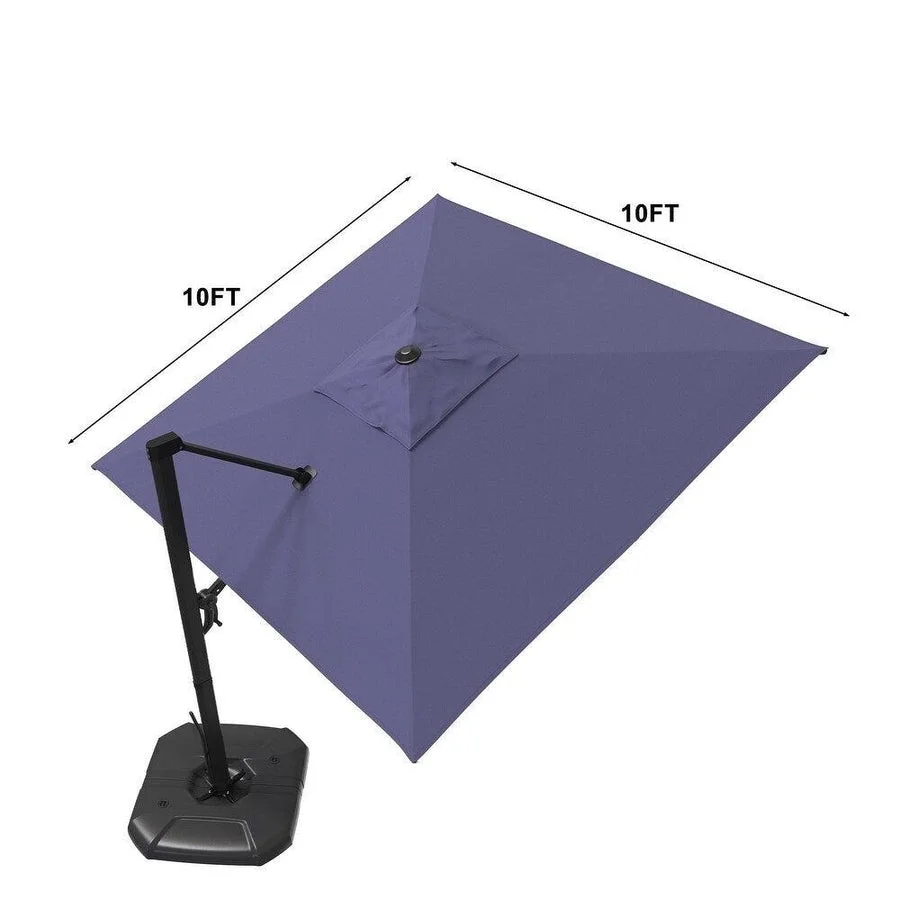 PURPLE LEAF 10 ft Square Patio Umbrella Offset Hanging Umbrella Cantilever Sunny Umbrella with 360° rotating handle,Navy Blue