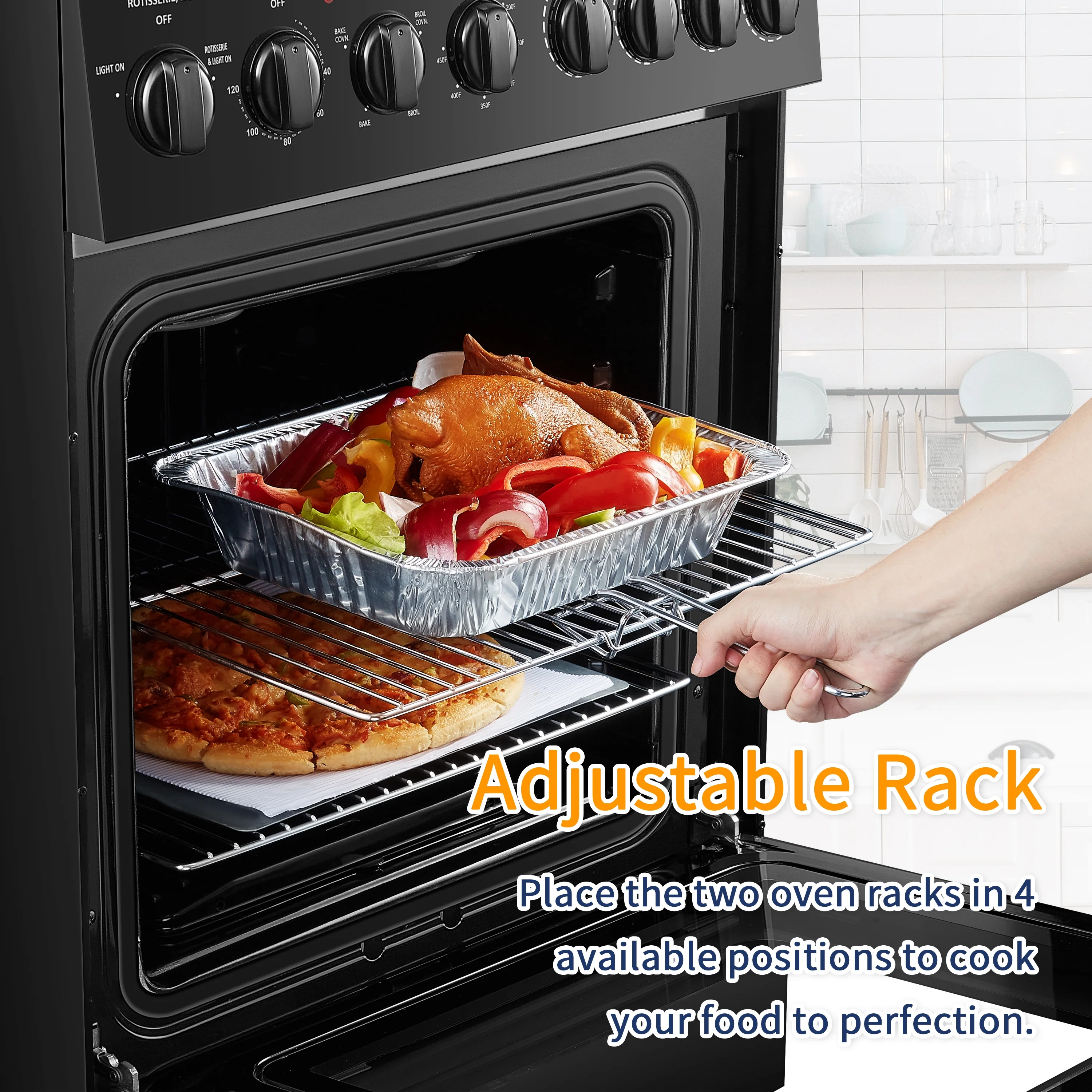 Lanbo 24 inch 2.9 Cu.ft Freestanding Electric Range with Rotisserie and  Convection Oven