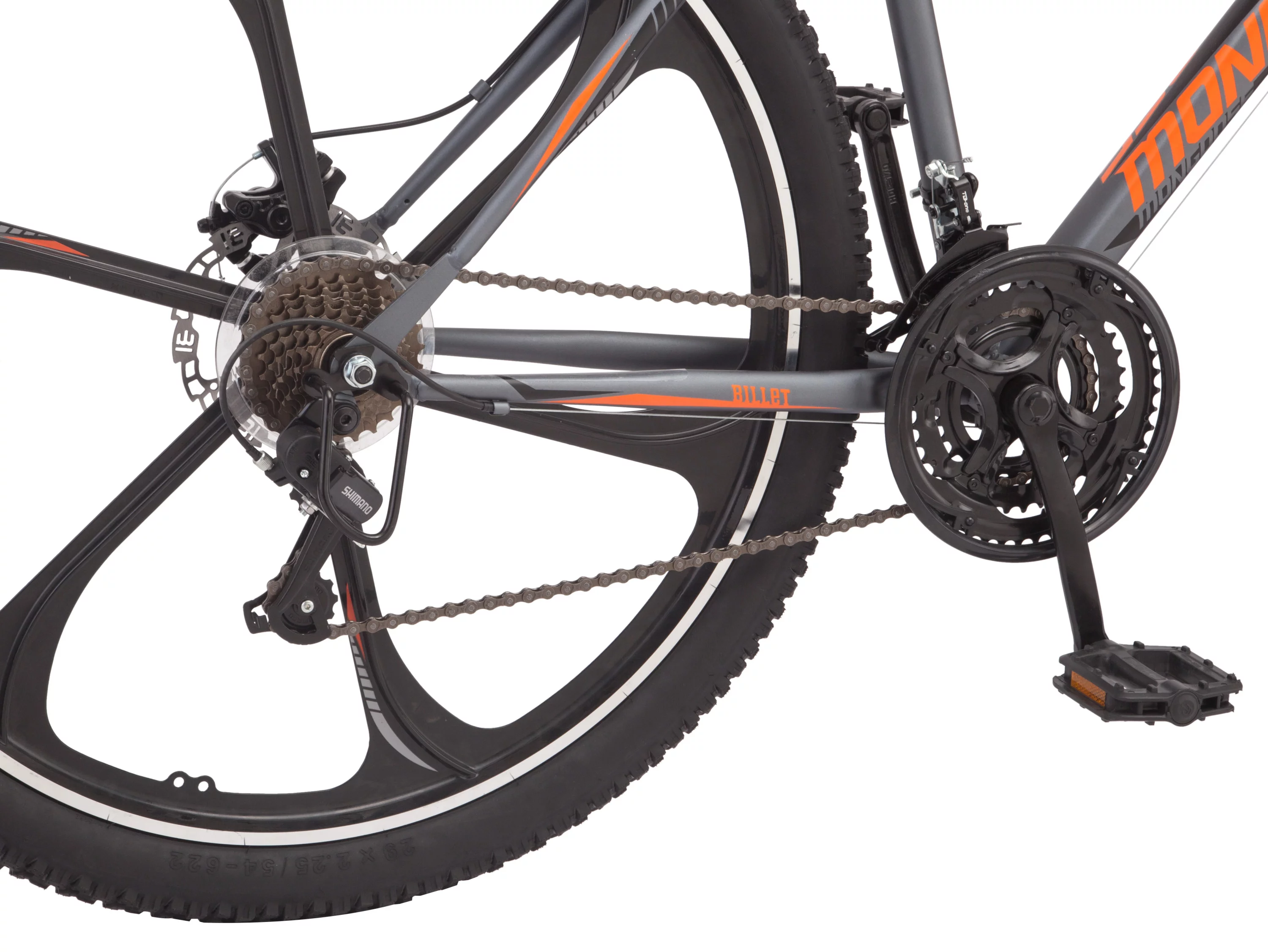 Mongoose Billet Mountain Bike, 21 speed, 29 inch Mag wheels, mens frame, grey