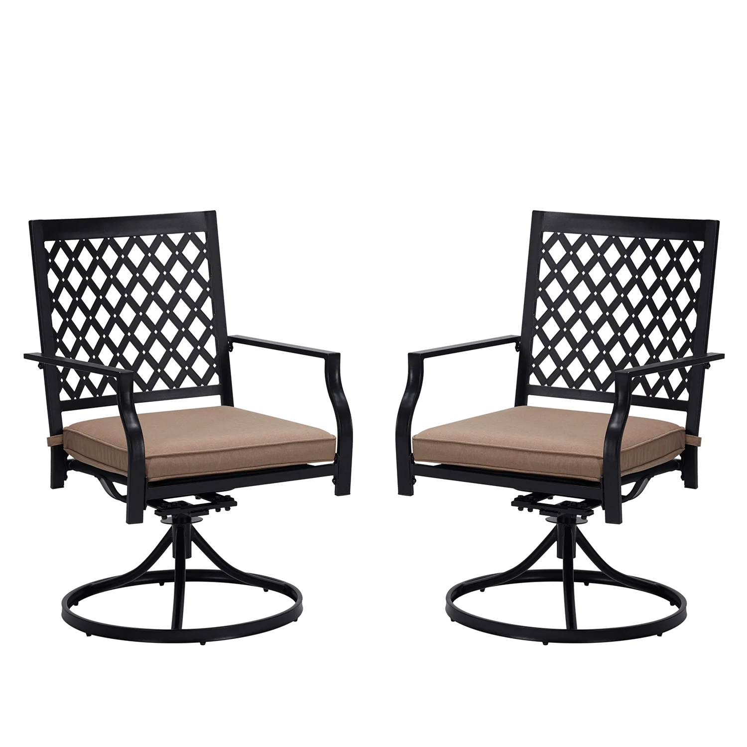 Vicllax Outdoor Swivel Dining Chairs Set of 2 Extra Wide Bar Chairs Metal Frame Patio Furniture