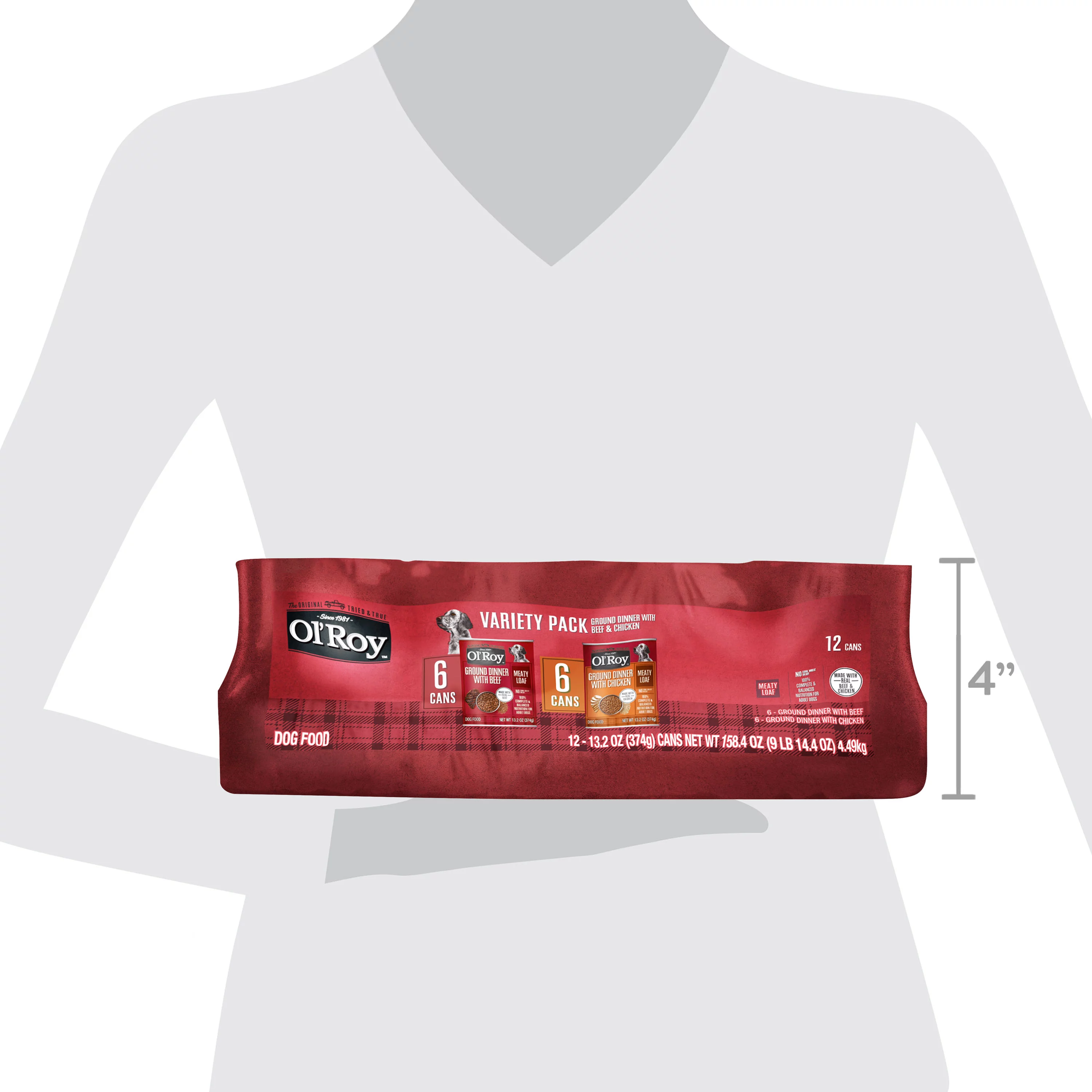 Ol' Roy Ground Dinner Beef and Chicken Variety Pack, Adult Wet Dog Food 13.2 oz, 12 Count