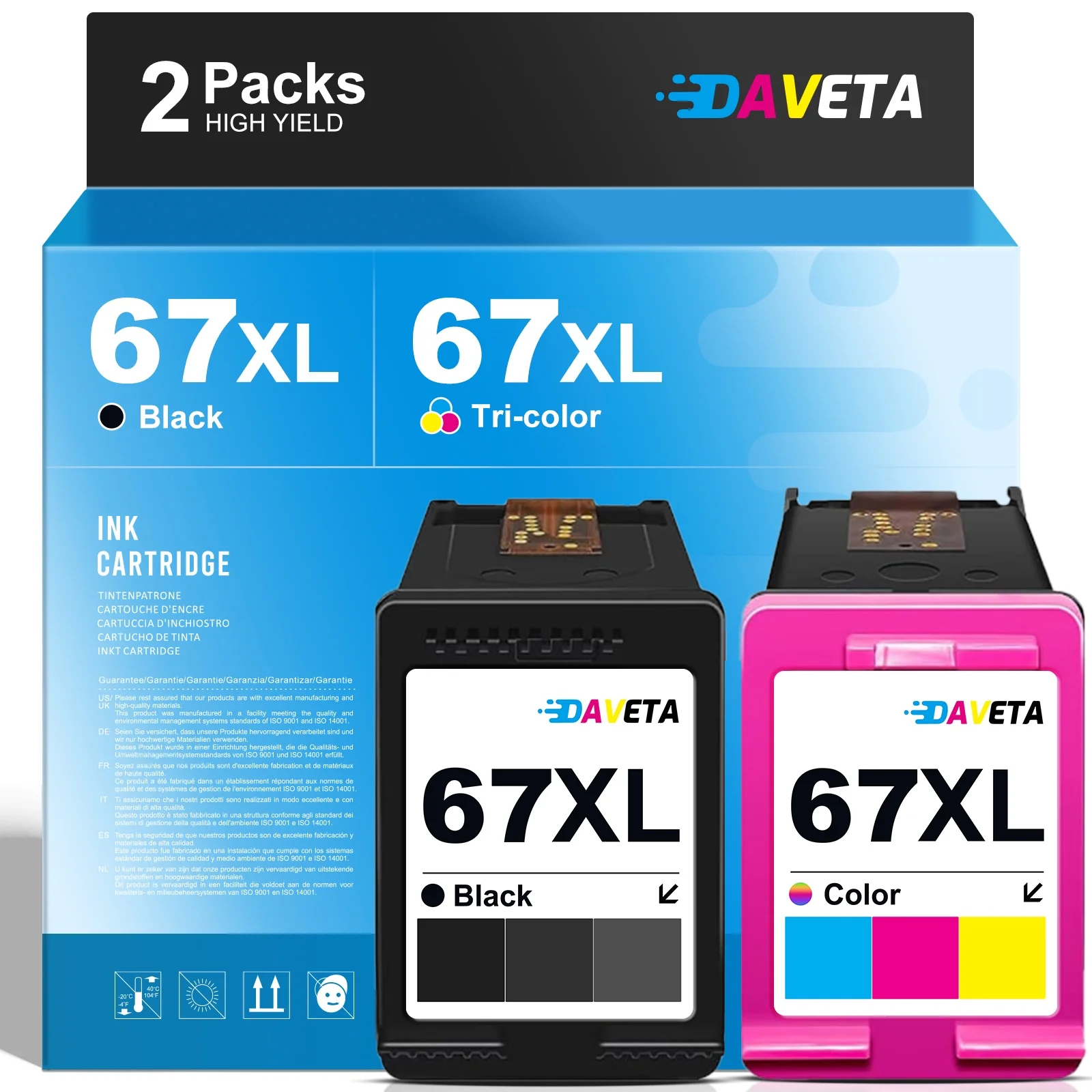 67XL Ink Cartridge for HP 67XL Ink Color for HP Deskjet 2700 2700e 4100e 4155e Envy 6055 6055 6000 6400 6052 6455 Deskjet 4155 4155 2755 2732 2752 2722 Printer Ink