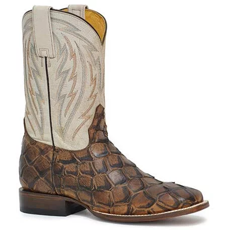 Men's Roper Big Fish Pirarucu PRINT Boots Handcrafted Tan