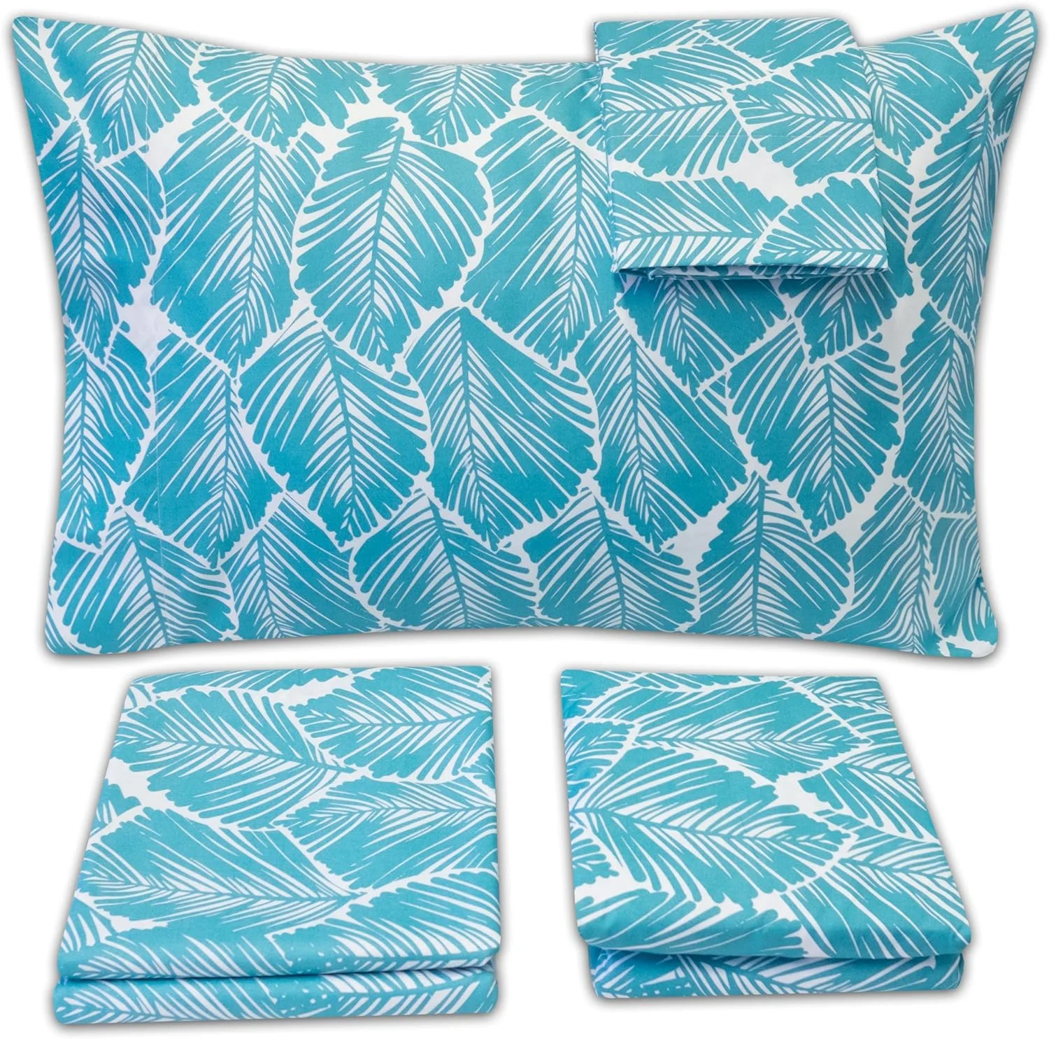 1500 Supreme Collection Extra Soft Tropical Leaf Teal Pattern Sheet Set, Queen - Luxury Bed Sheets Set with Deep Pocket Wrinkle Free Bedding, Trending Printed Pattern, Queen Size Queen Pattern - Tropical Leaf
