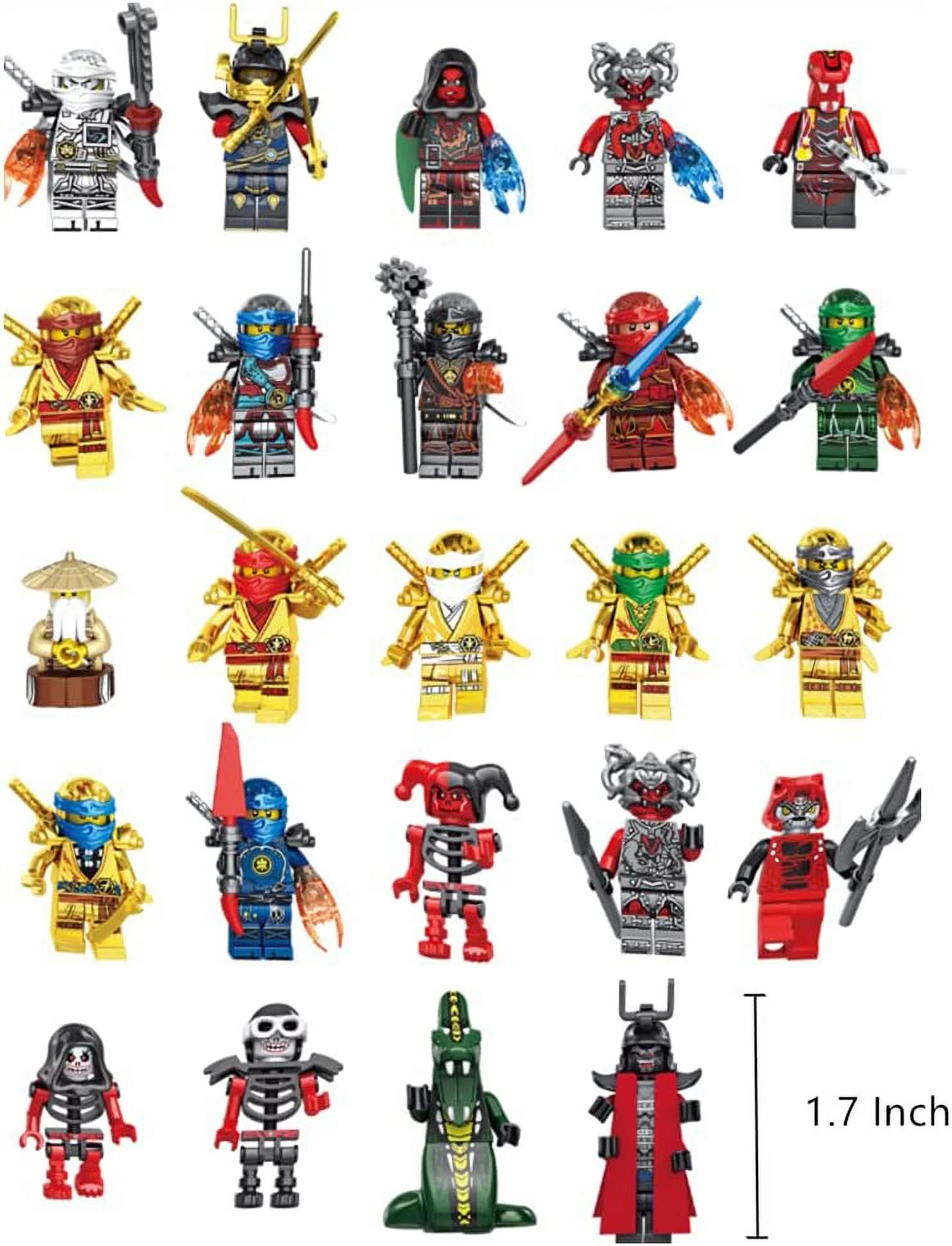 Ninjago 24 Minifigures Set Serpentine Kai Jay Sensei Wu Master Custom Building Blocks Toys