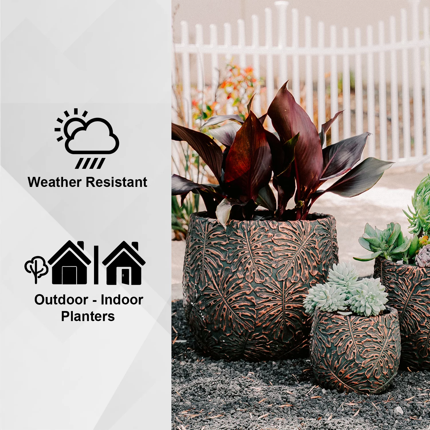 XBrand PL6707BN XBrand 17.7', 12.6' and 9'W Round Brown and Bronze Fiberstone/Cement Indoor Outdoor Planters (Set of 3)
