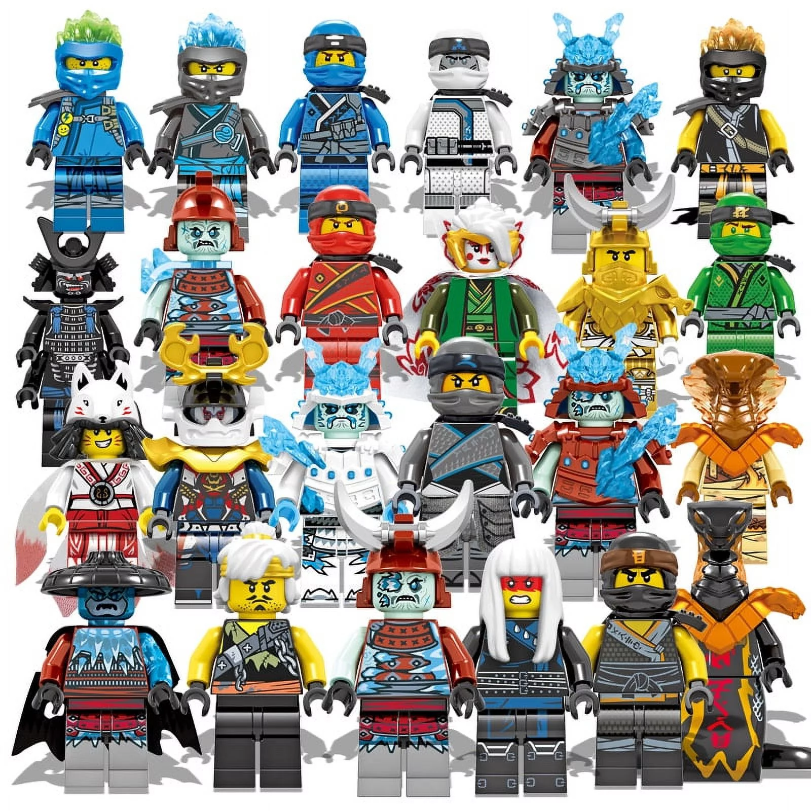 Ninjago Season 11 Blizzard Samurai Custom 24 Minifigures Kai Jay Sensei Wu Master Building Blocks Toys