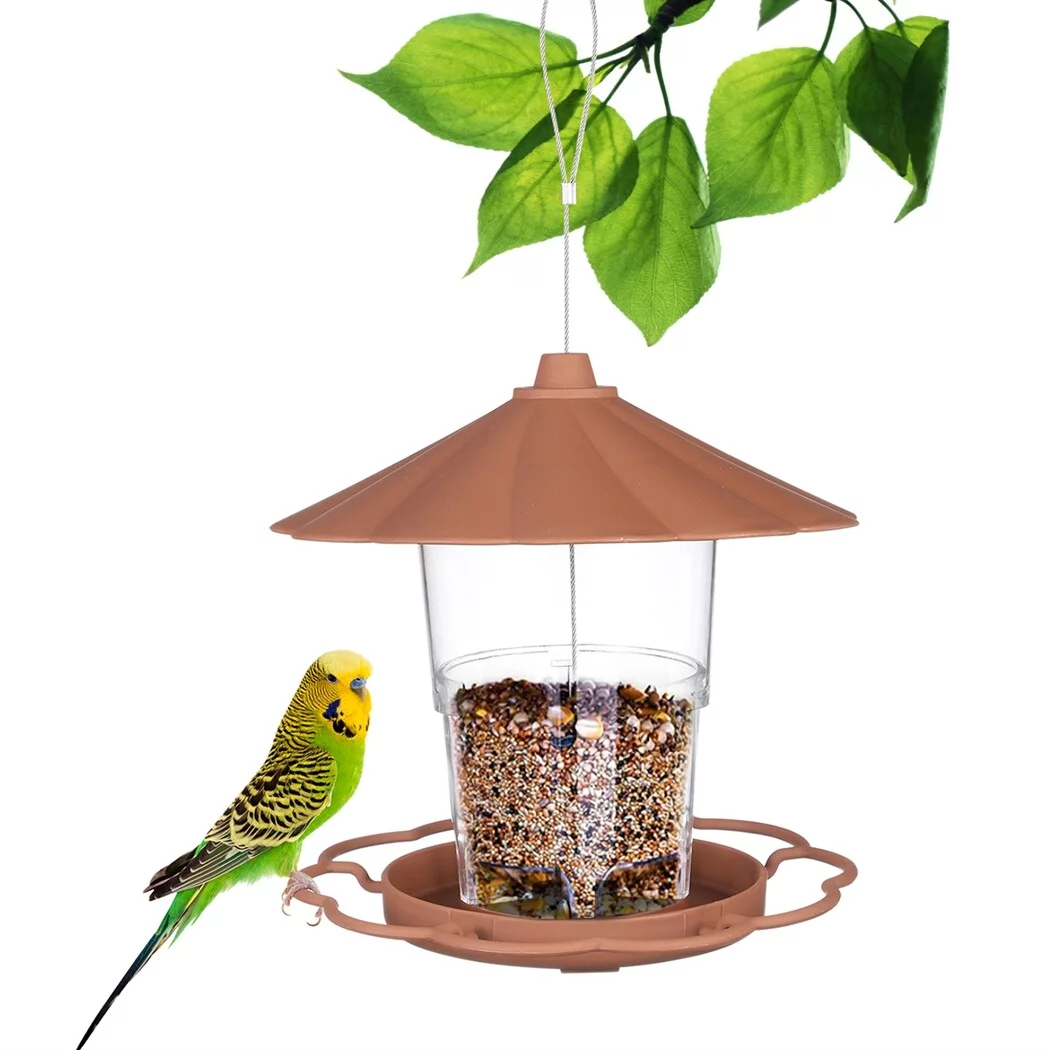 Bird Feeder for Outdoor Hanging, 88 oz Capacity Heavy Duty Water Resistant Squirrel-Proof Bird Feeders Wild Bird Seed for Outside Garden Yard Decoration Brown