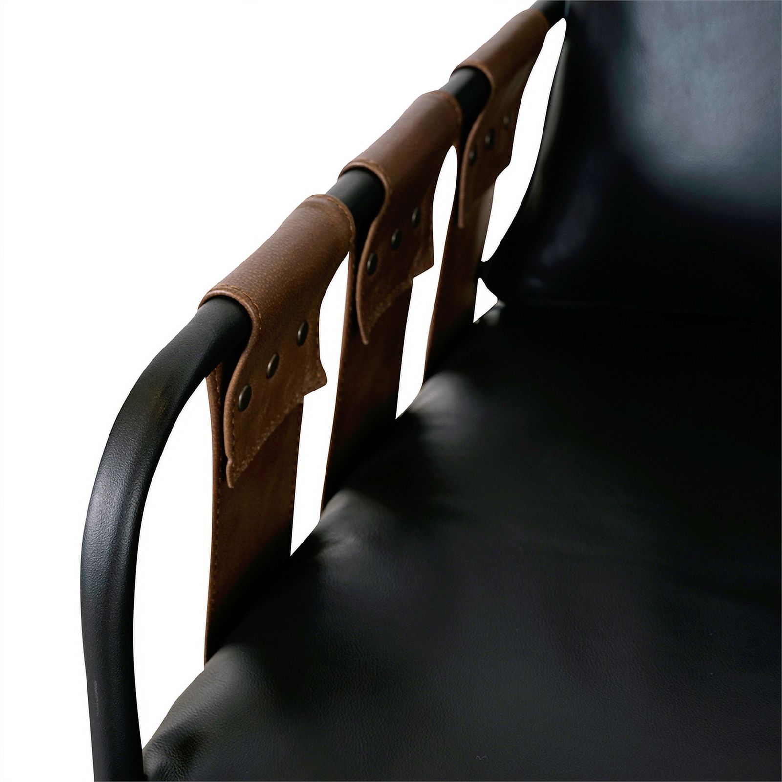 Pemberly Row Top Grain Leather Accent Chair in Black/Tobacco