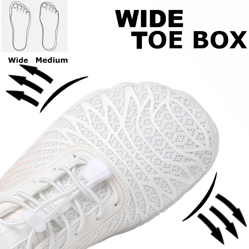 Stepedia Women's Wide Toe Box Barefoot Water Shoes Quick Dry Athletic Hiking Shoes, White 9 Wide