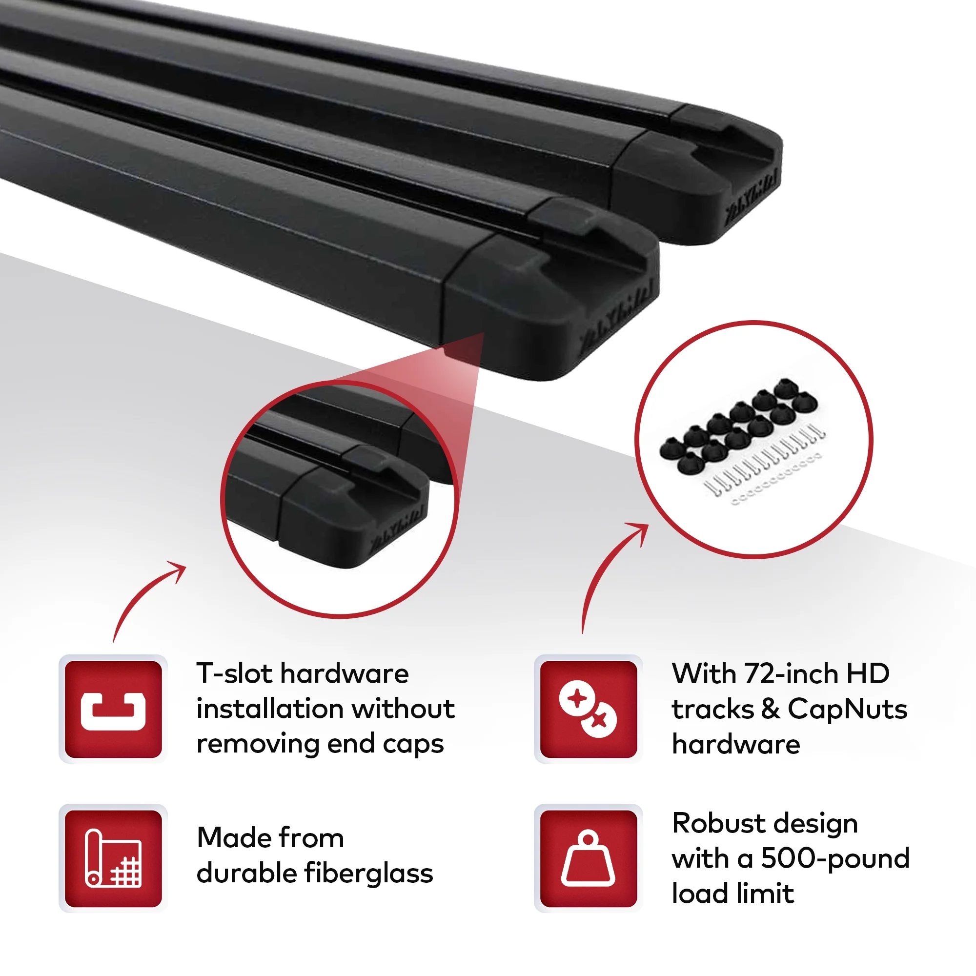 Yakima HD Track 72 Inch Car Roof Top Rack Mounting System with CapNuts