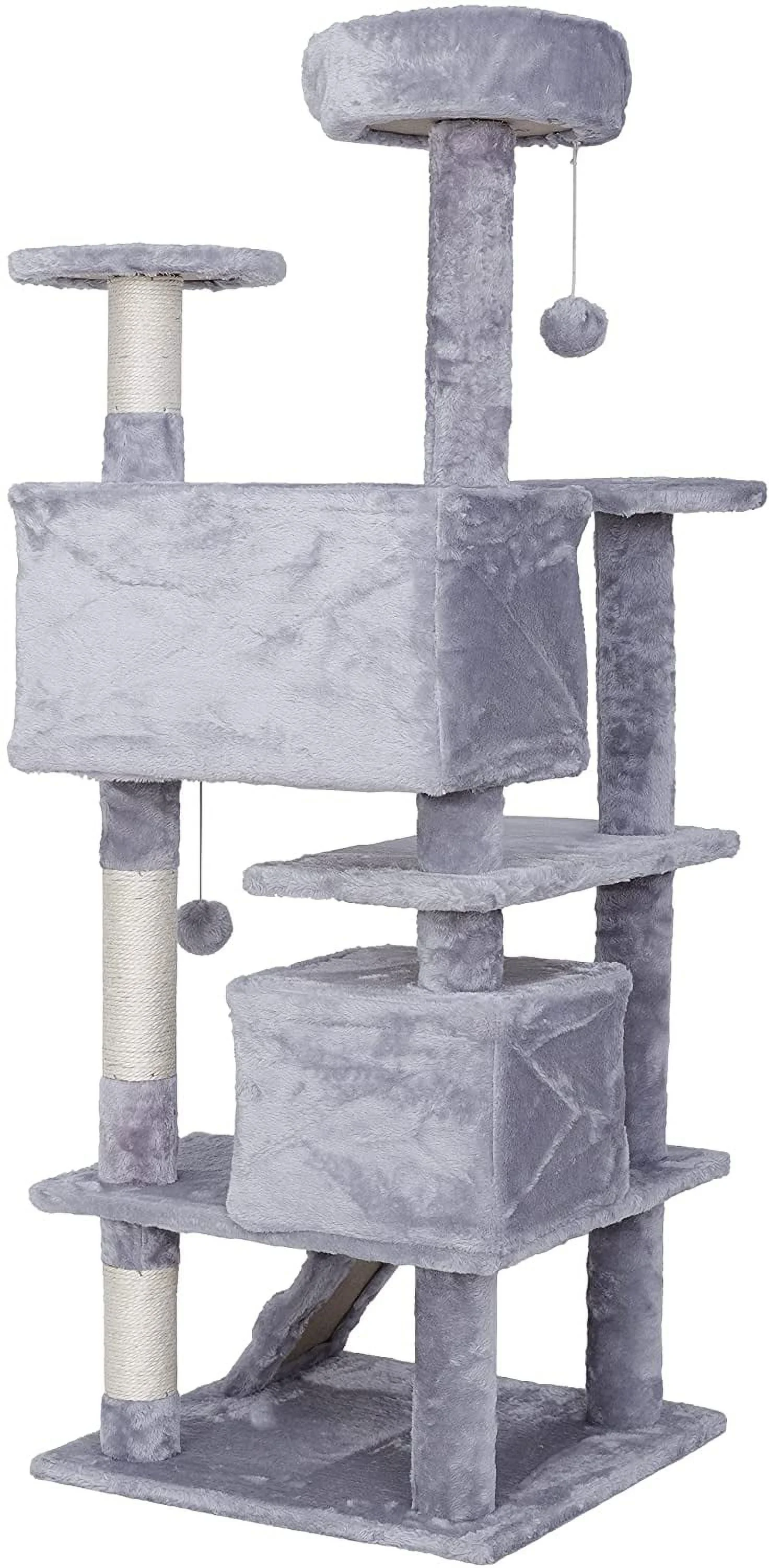 54in Cat Tree Tower Furniture Cat Condo with Scratching Post for Indoor Cats Kittens Activity Tower Kitty Pet Play House