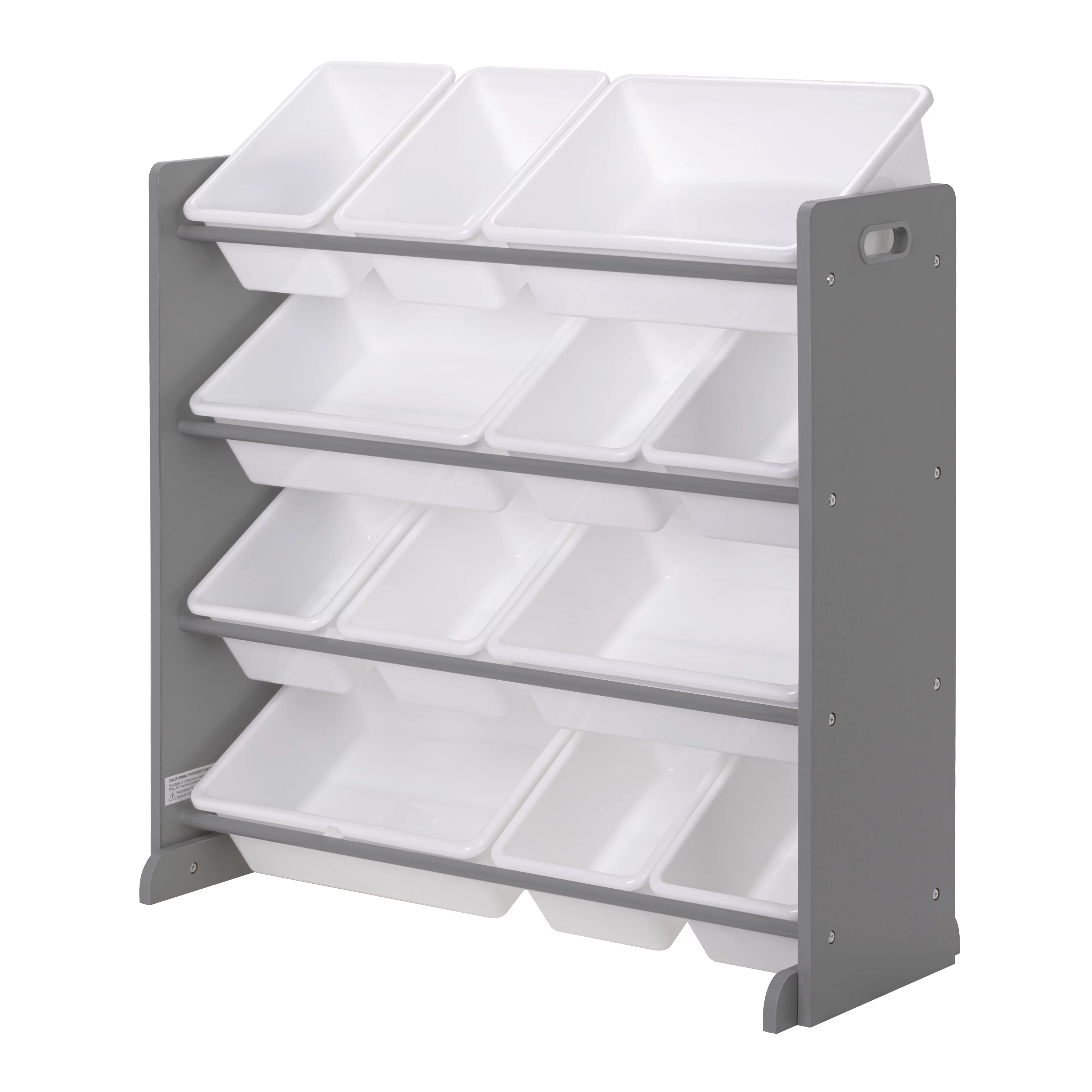 UTEX Kids' Toy Storage Organizer with 12 Plastic Bins, Grey