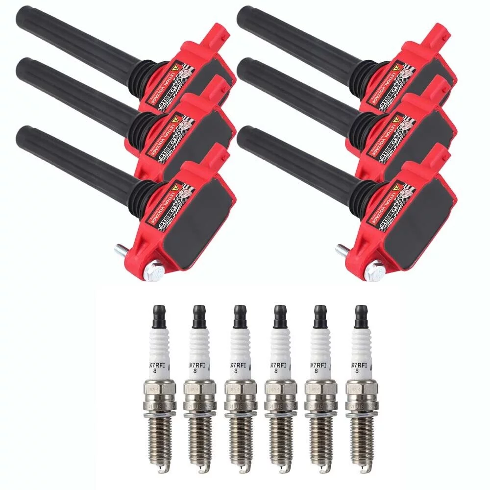 Set of 6 Ignition Coil & Platinum Spark Plug for Chrysler Dodge Jeep Ram ProMaster 3.6L V6 UF648