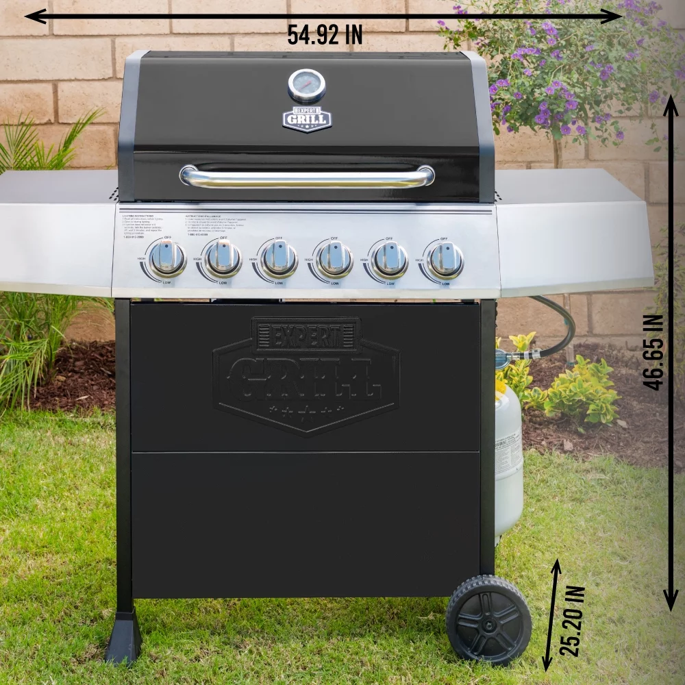 Expert Grill 6 Burner Propane Grill, Black