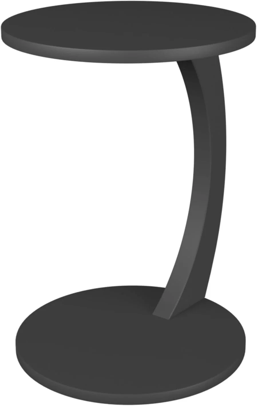 C-Shaped End Table with Rolling Wheels - Easy to Assemble, Grey