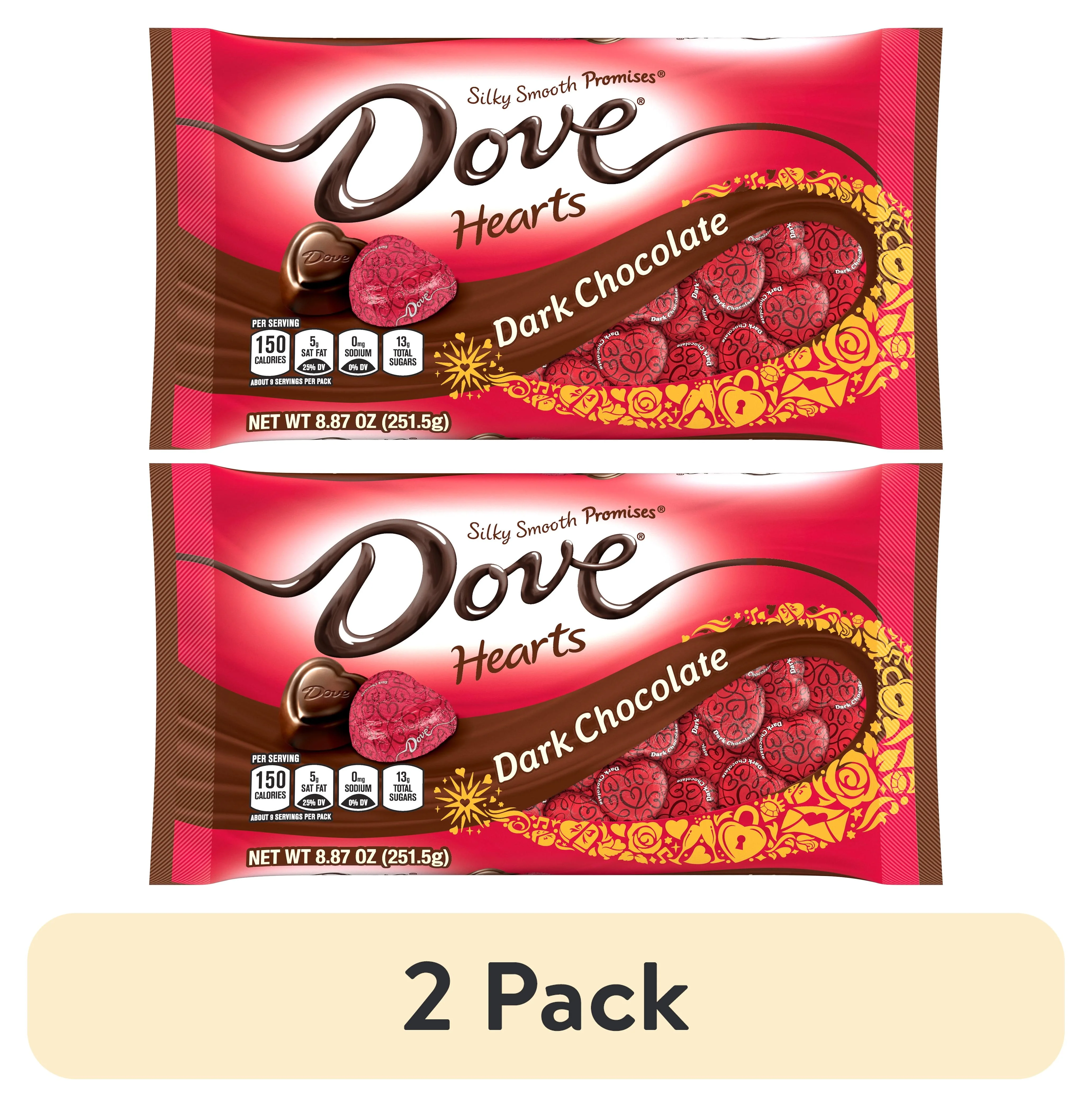 (2 pack) Dove Promises Dark Chocolate Valentines Day Candy Gifts - 8.87 oz