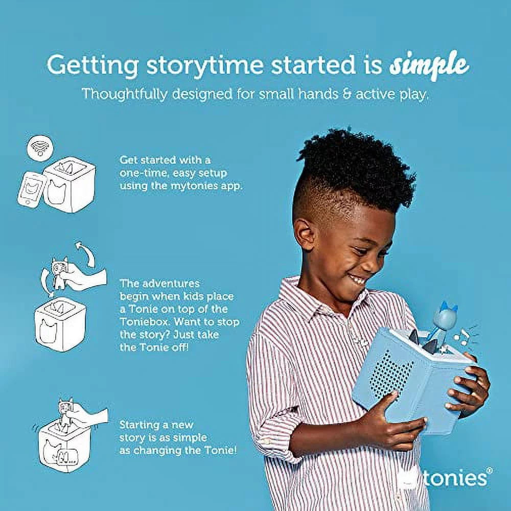 Toniebox Audio Player Starter Set with Elsa, Moana, Cinderella, and Ariel - Light Blue [Discontinued]