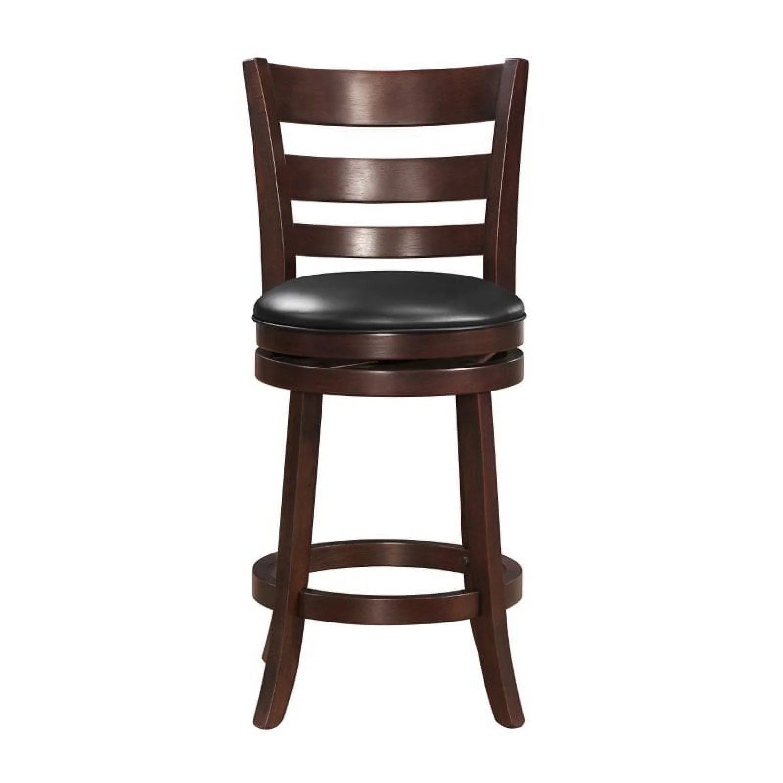 Home Square 3 Piece Ladderback Faux Leather Counter Stool Set in Dark Cherry