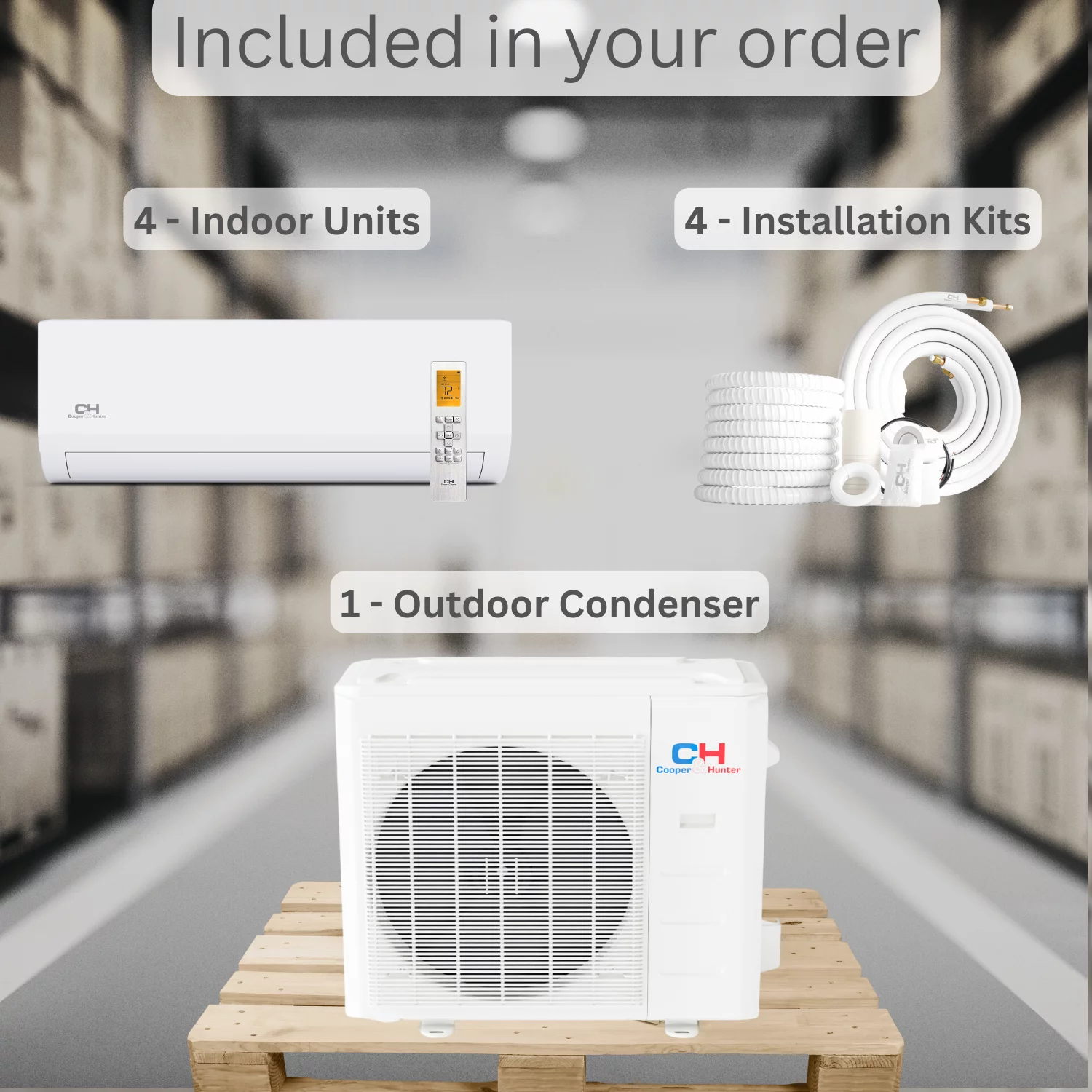 Cooper & Hunter 36000 BTU Four Zone 9k+9k+12k+18k Wall Mount Ductless Mini Split Air Conditioner Heat Pump Installation Kits