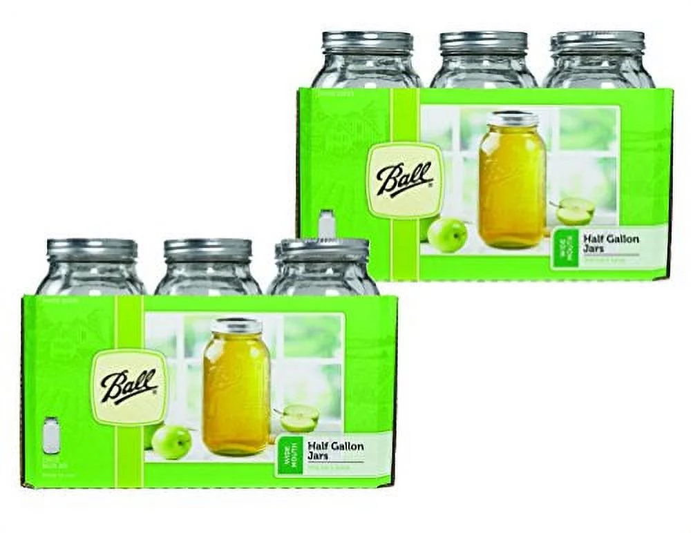 Ball Wide Mouth Half Gallon (64 Oz) Jars With Lids And Bands, Set Of 12