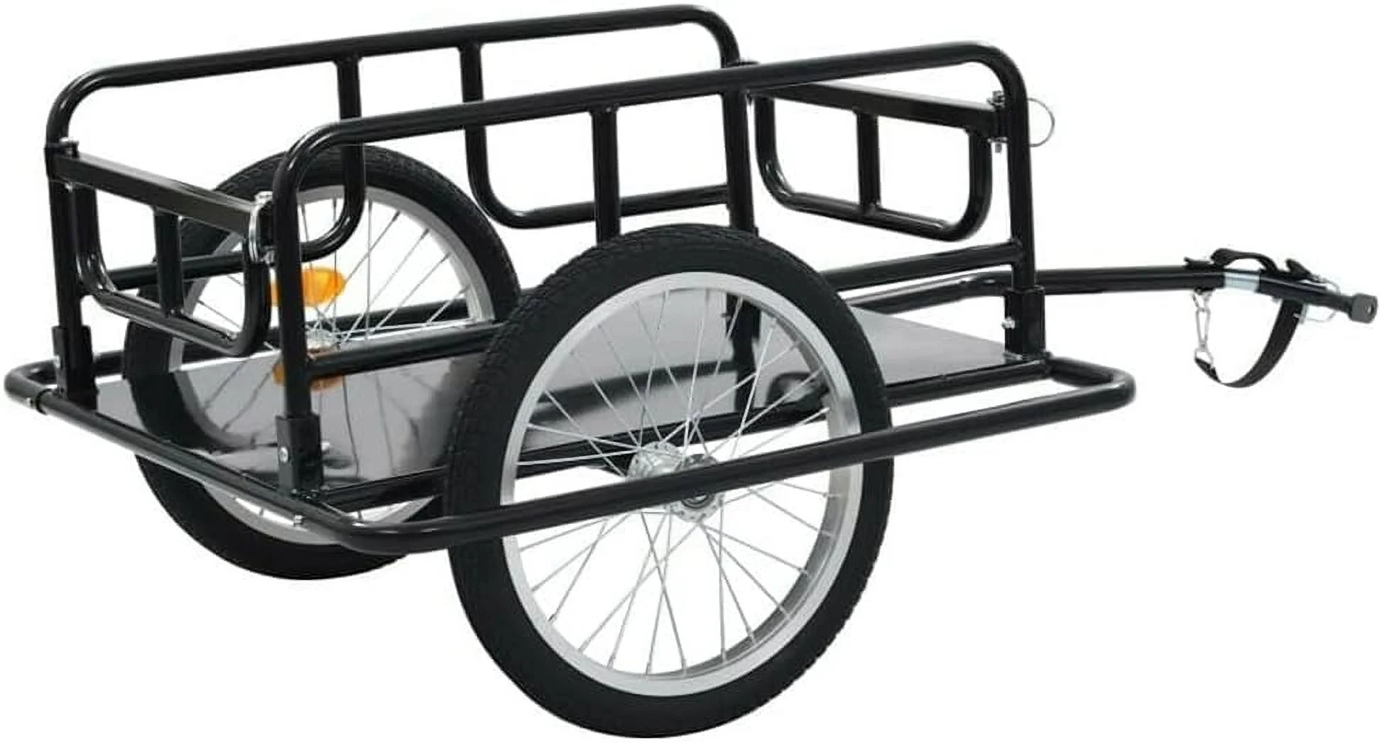 Bike Cargo Trailer 110lbs Max Load, Foldable Bicycle Trailer w/Universal Hitch, Heavy Duty Utility Cargo Trailer with Wheels Bike Wagon Cart for Stuff, Groceries, Luggage, Black