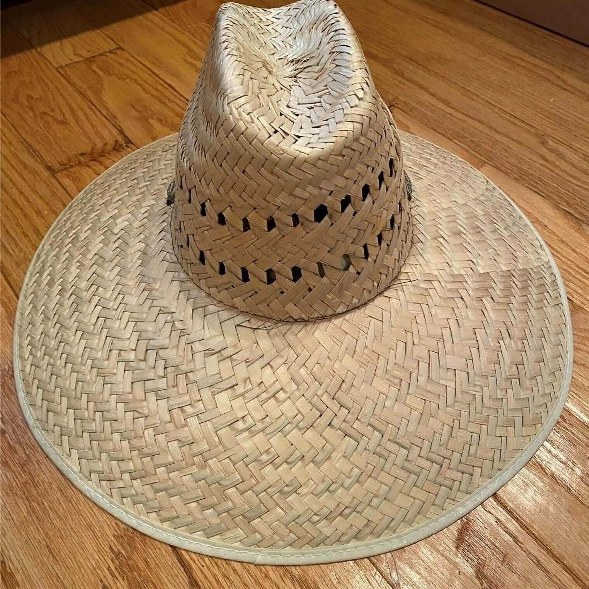 Wide BRIM NATURAL Straw Summer HAT BEACH GARDENING Sombrero pescador Lifeguard 7 - New with box/tags