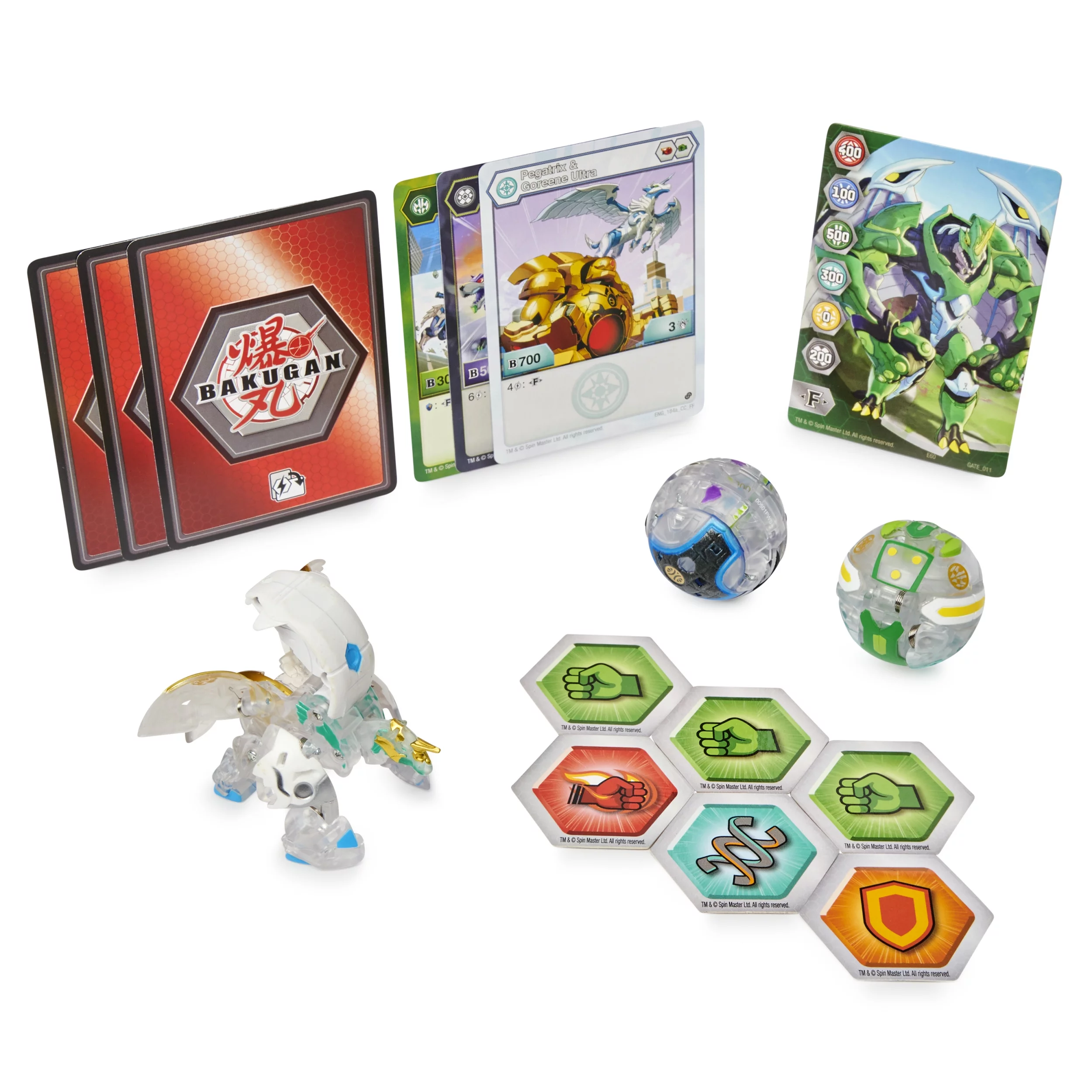 Bakugan Starter Pack 3-Pack, Fused Diamond Pegatrix x Goreene Ultra, Armored Alliance Collectible Action Figures
