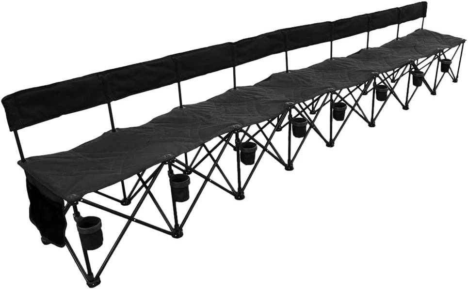 Pro 8 Seat Portable Folding Team Bench - Black