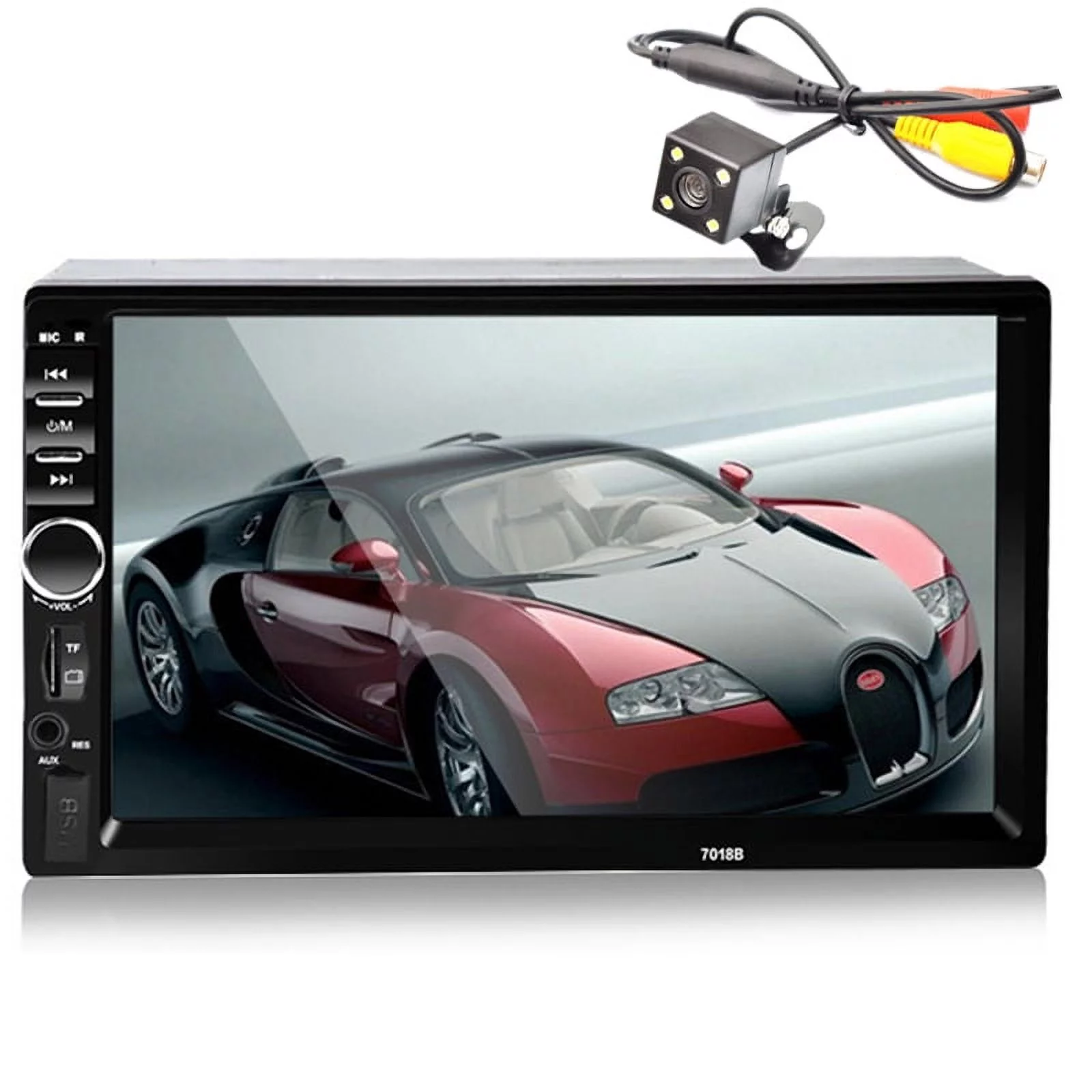 PolarLander Car Stereo Double Din Car Stereos Touch Screen Bluetooth FM Radio MP5 Car Audio Mirror Link With 4 LED Camera