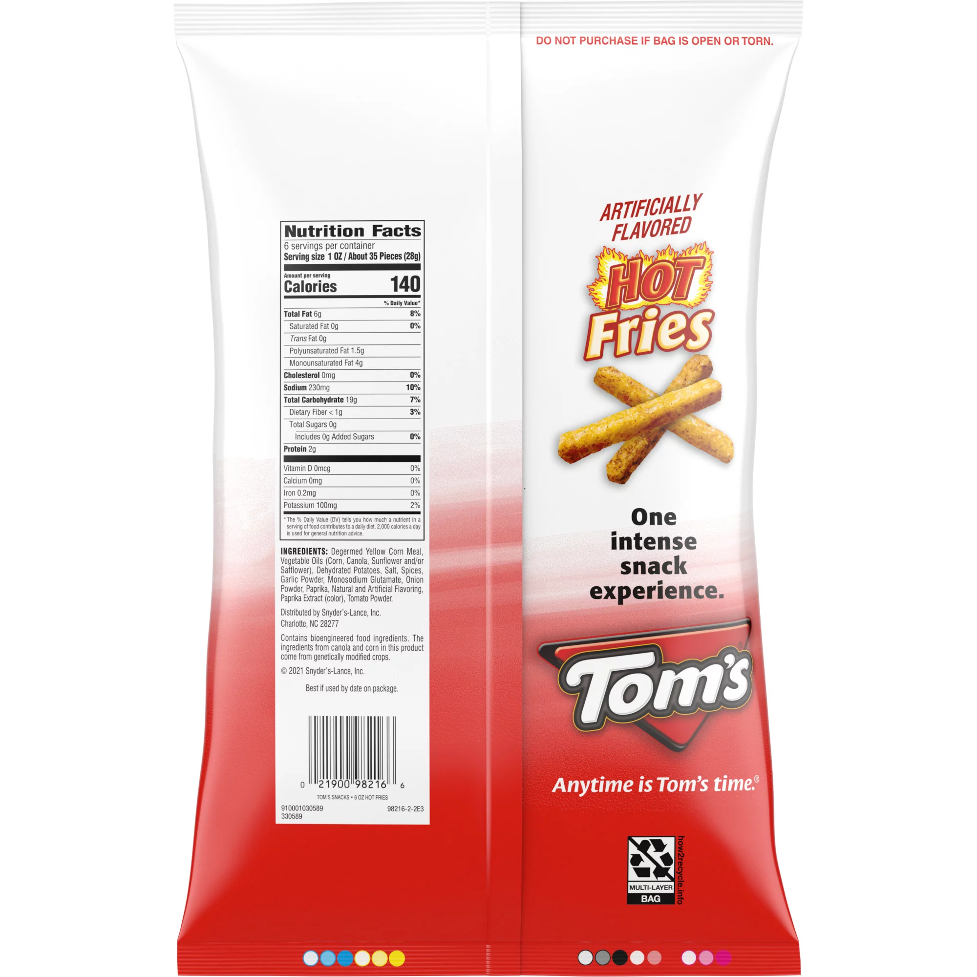 Tom's Hot Fries, 6 oz Bag