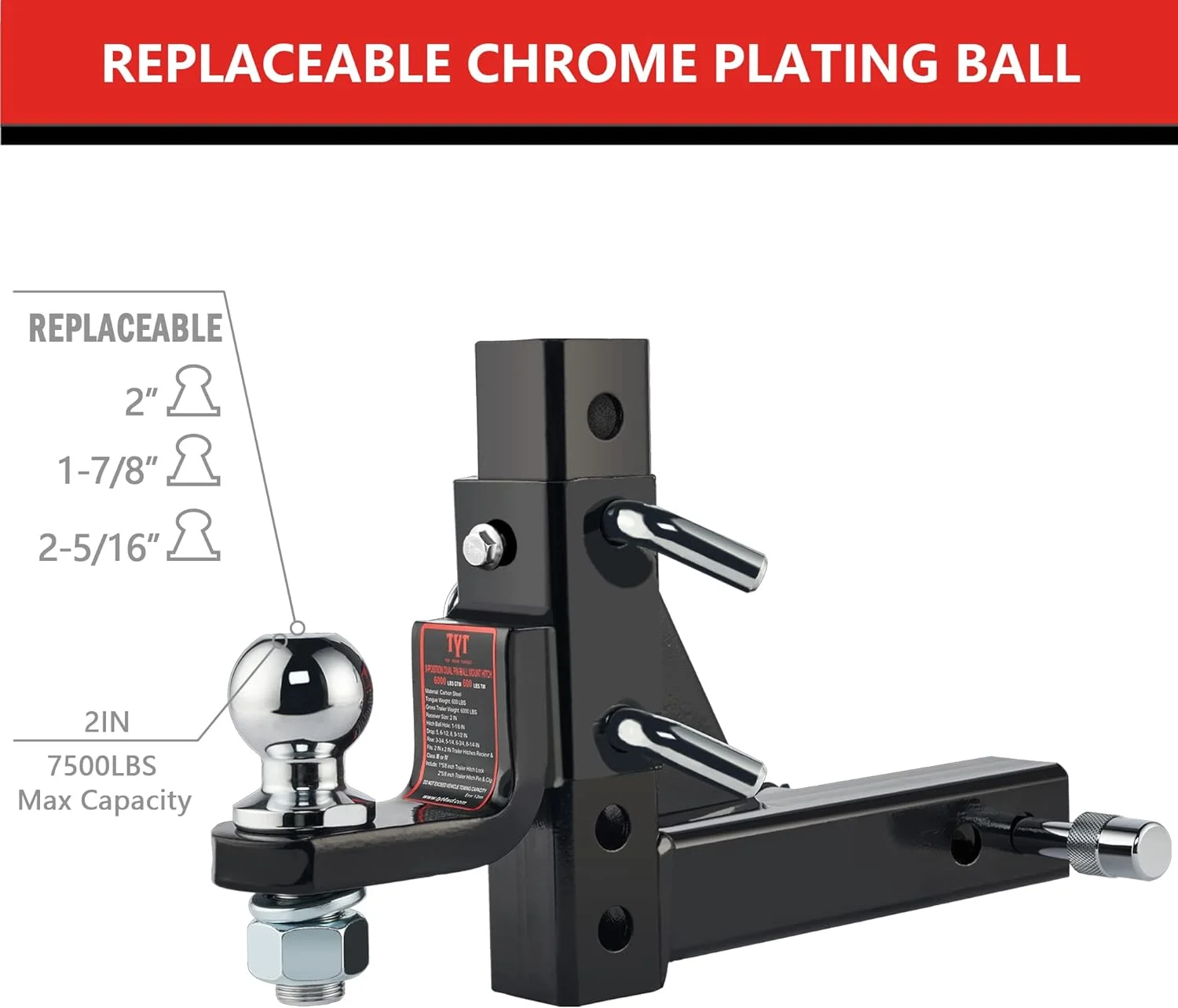 Adjustable Trailer Hitch Ball Mount, 2