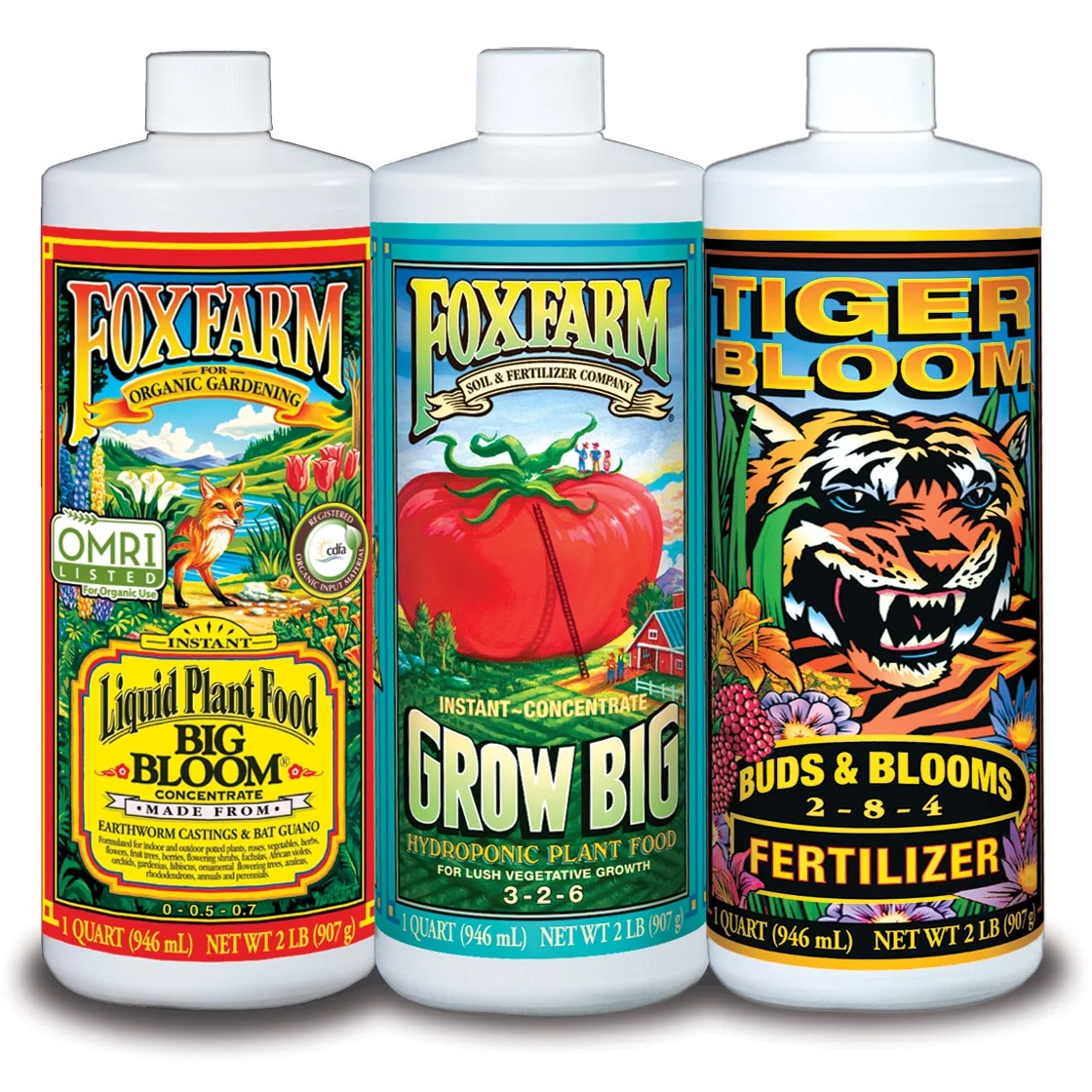 FoxFarm Hydro Formula Nutrients Trio 3 Quarts Liquid Plant Fertilizers | FX14050