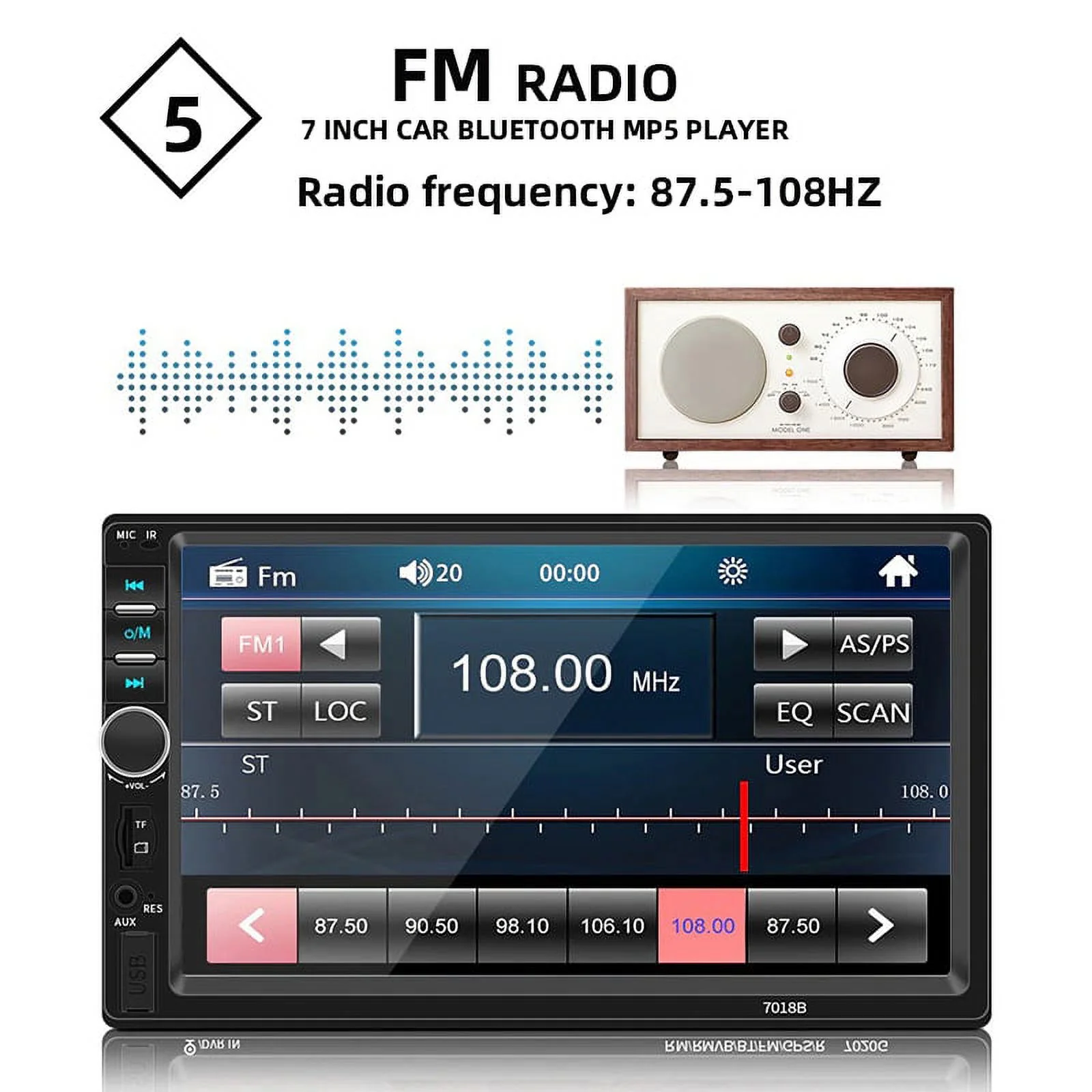 PolarLander Car Stereo Double Din Car Stereos Touch Screen Bluetooth FM Radio MP5 Car Audio Mirror Link With 4 LED Camera