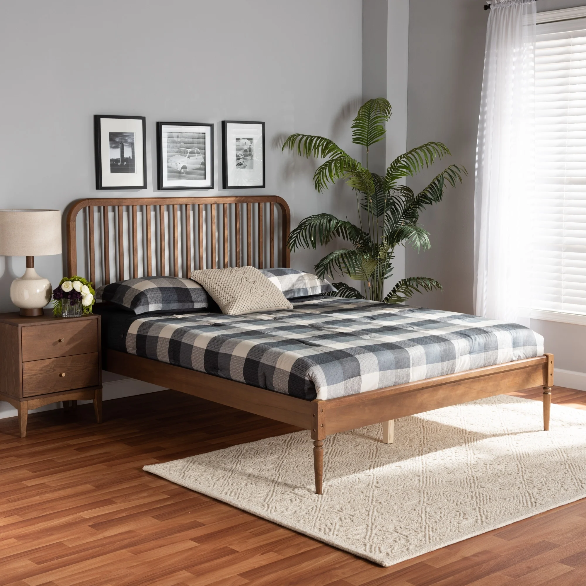 Baxton Studio Neilan Modern and Contemporary Walnut Brown Finished Wood Platform Bed Full